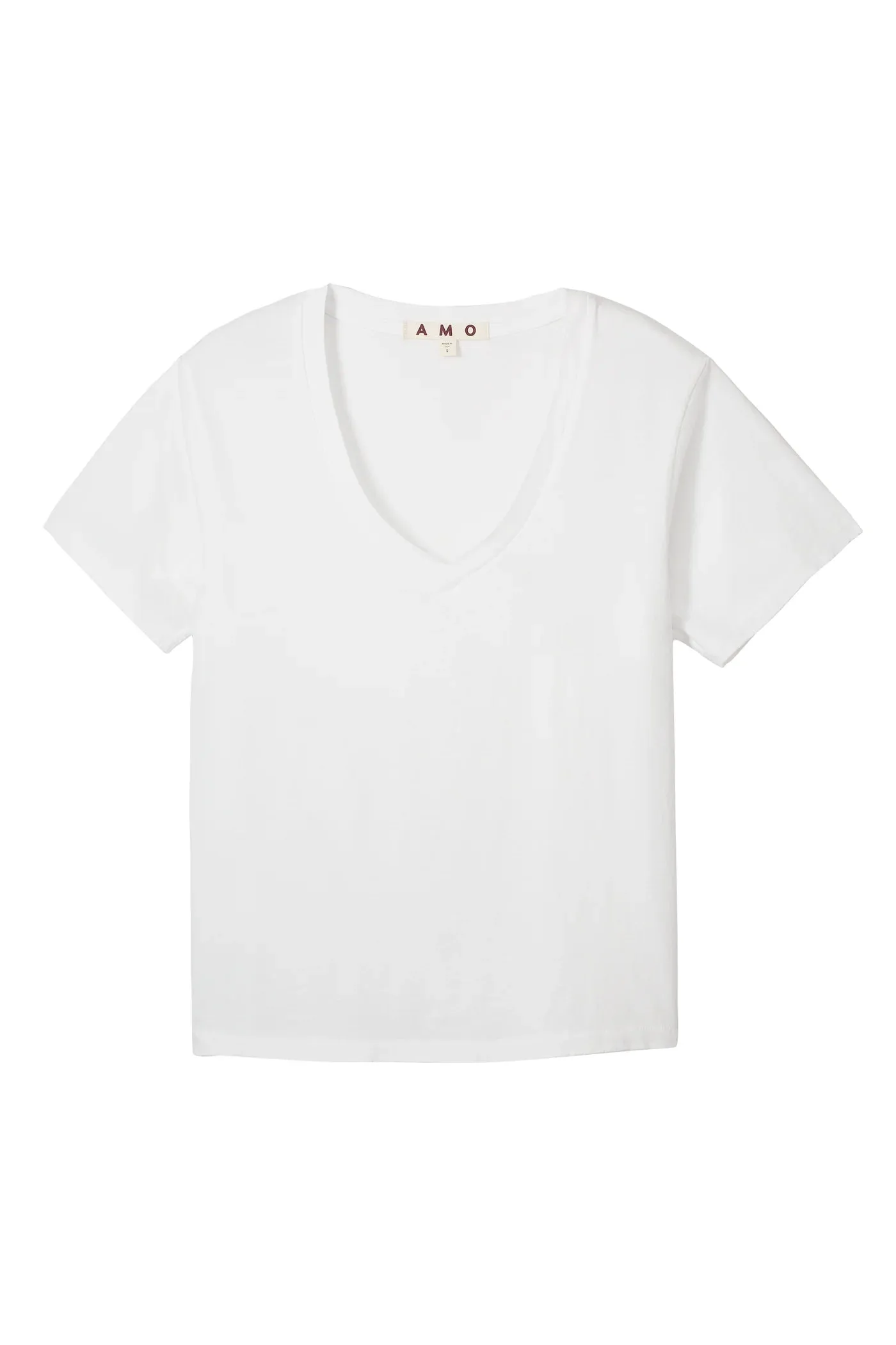 AMO V Neck Short Sleeve Tee - White