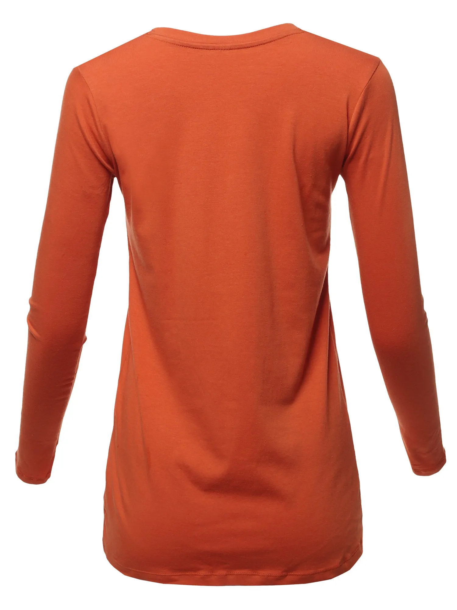 Basic Solid Soft Cotton Long Sleeve Crew Neck Top Shirts