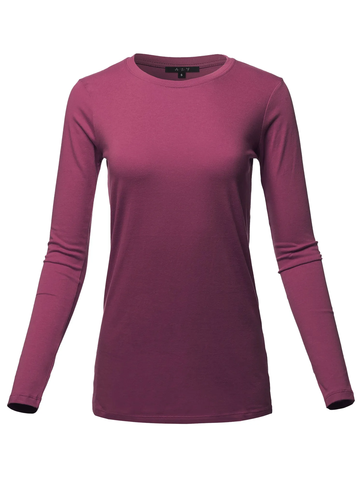 Basic Solid Soft Cotton Long Sleeve Crew Neck Top Shirts