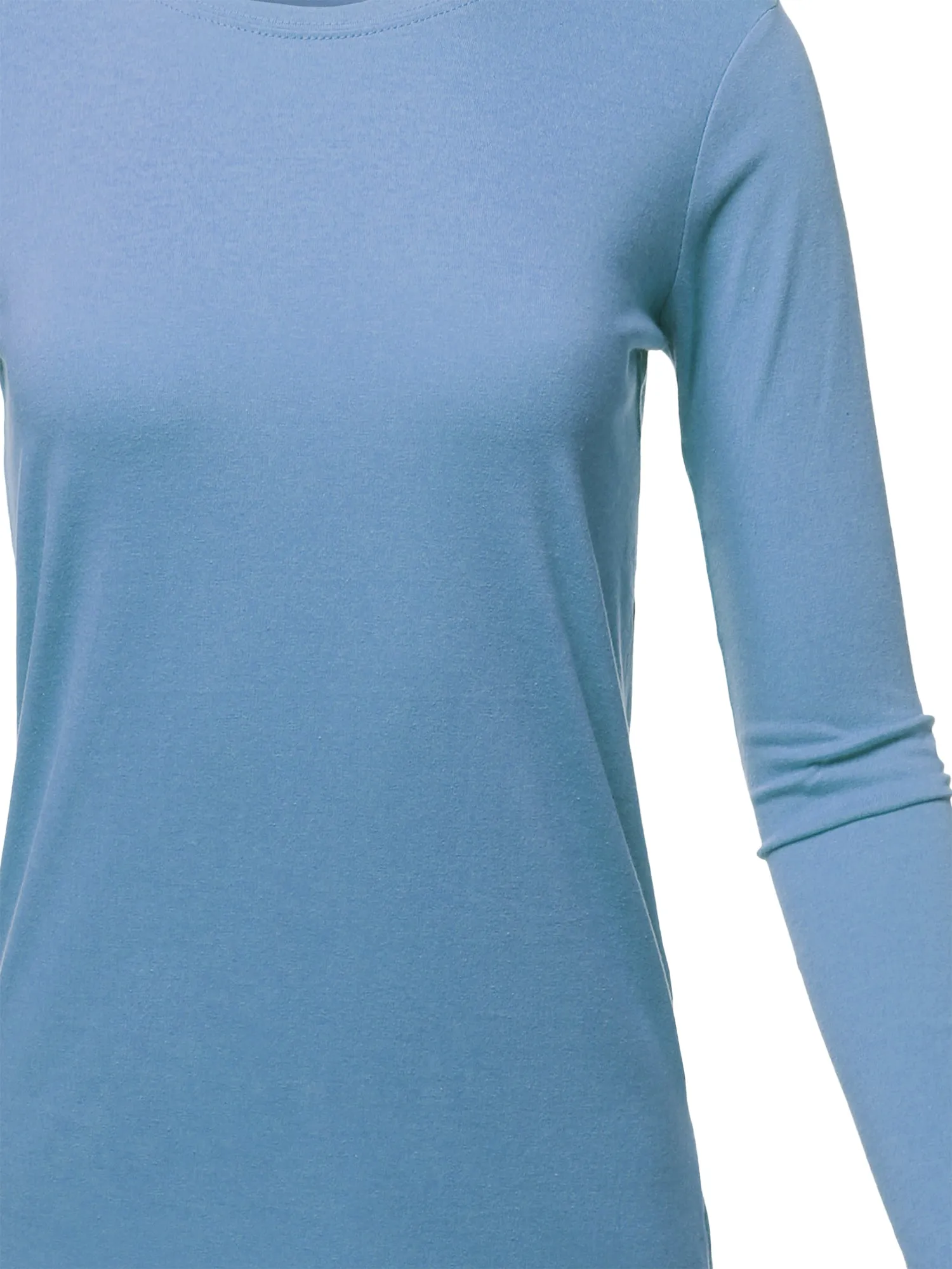 Basic Solid Soft Cotton Long Sleeve Crew Neck Top Shirts