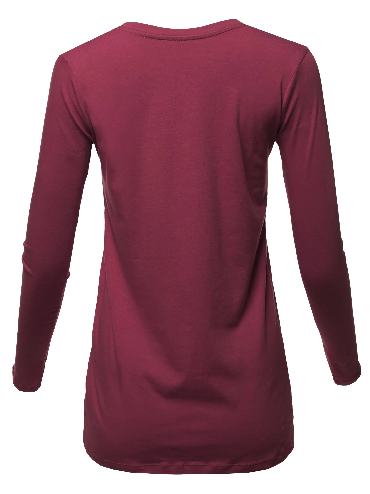 Basic Solid Soft Cotton Long Sleeve Crew Neck Top Shirts