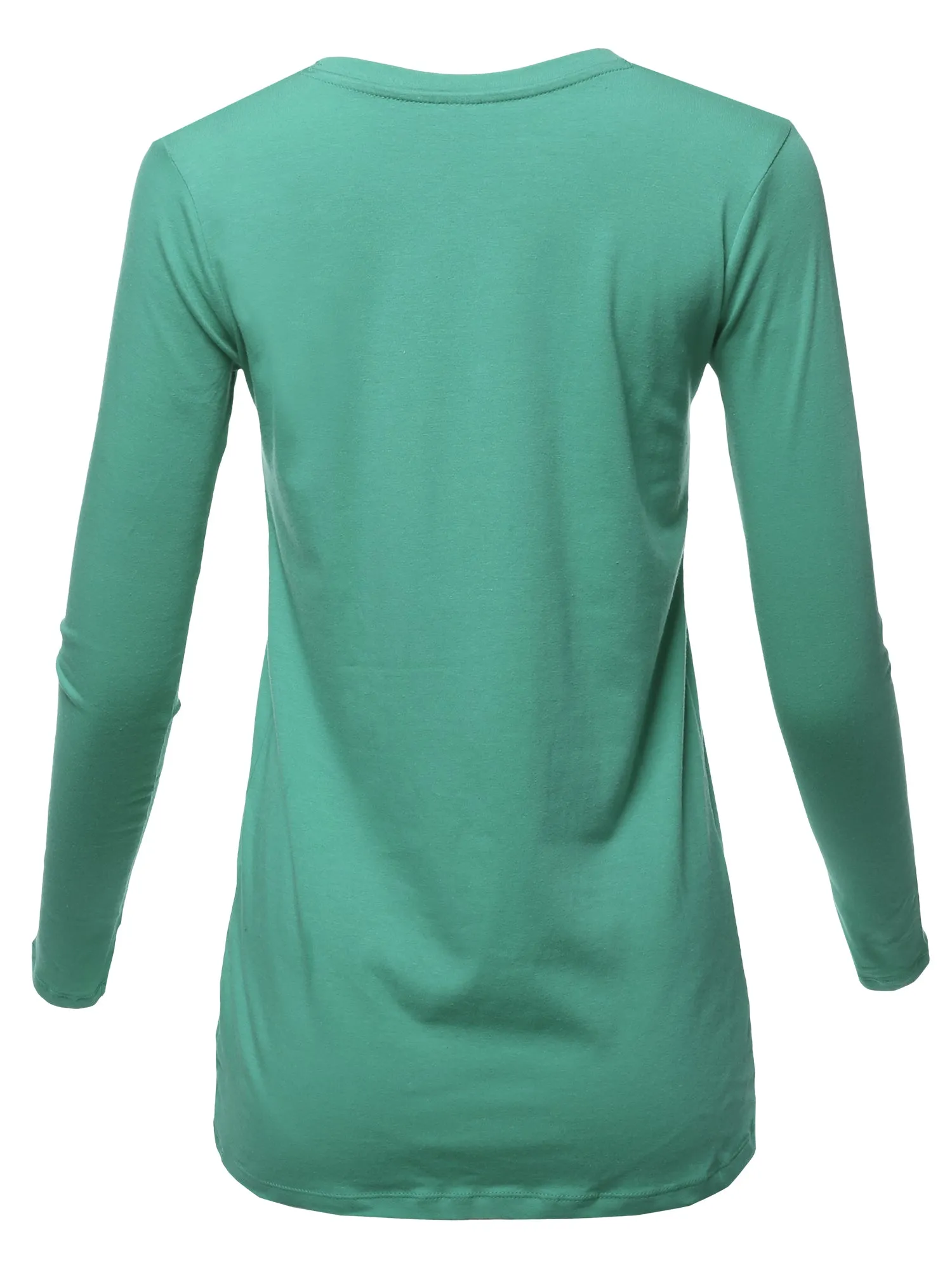 Basic Solid Soft Cotton Long Sleeve Crew Neck Top Shirts