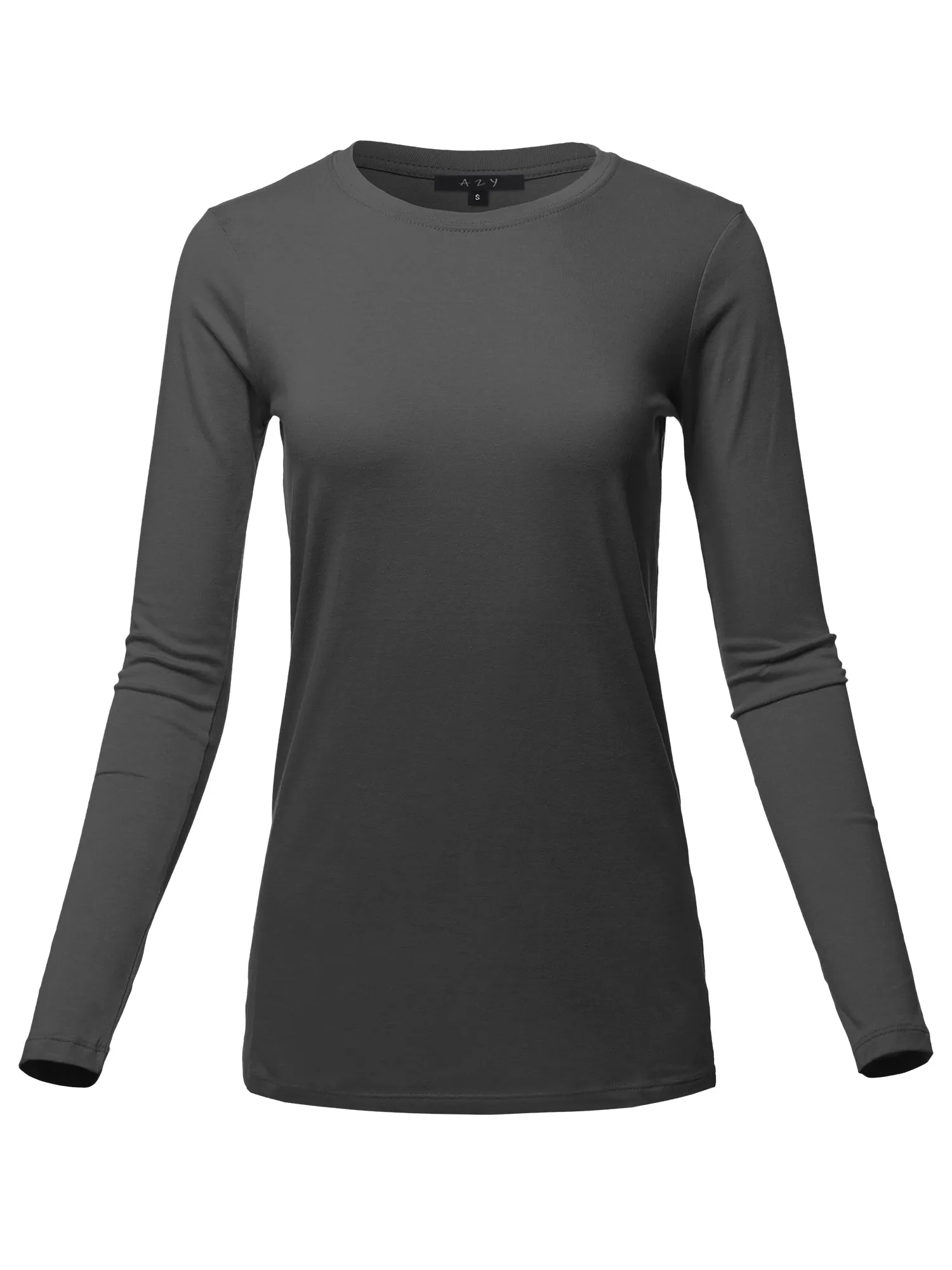 Basic Solid Soft Cotton Long Sleeve Crew Neck Top Shirts