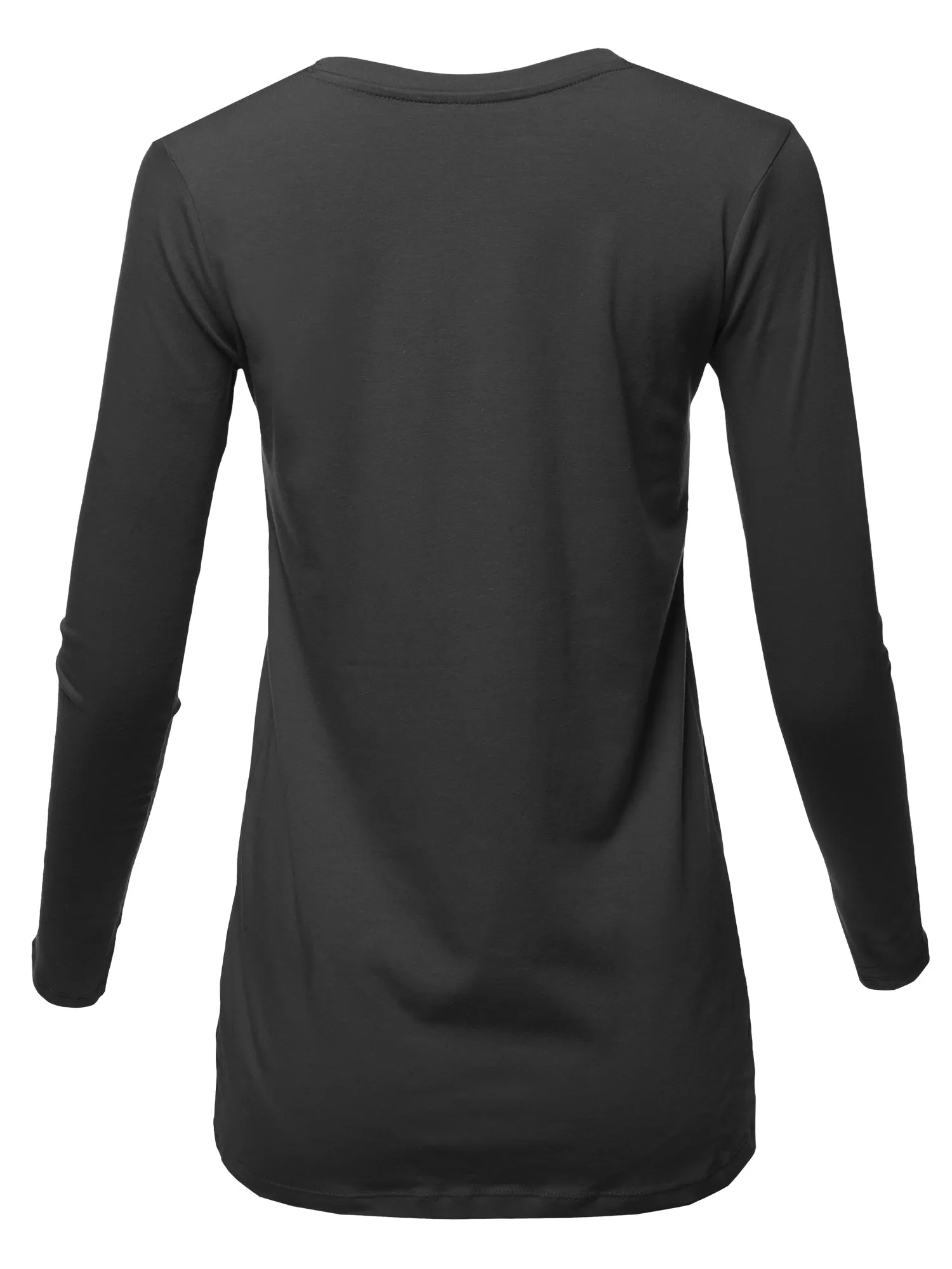 Basic Solid Soft Cotton Long Sleeve Crew Neck Top Shirts