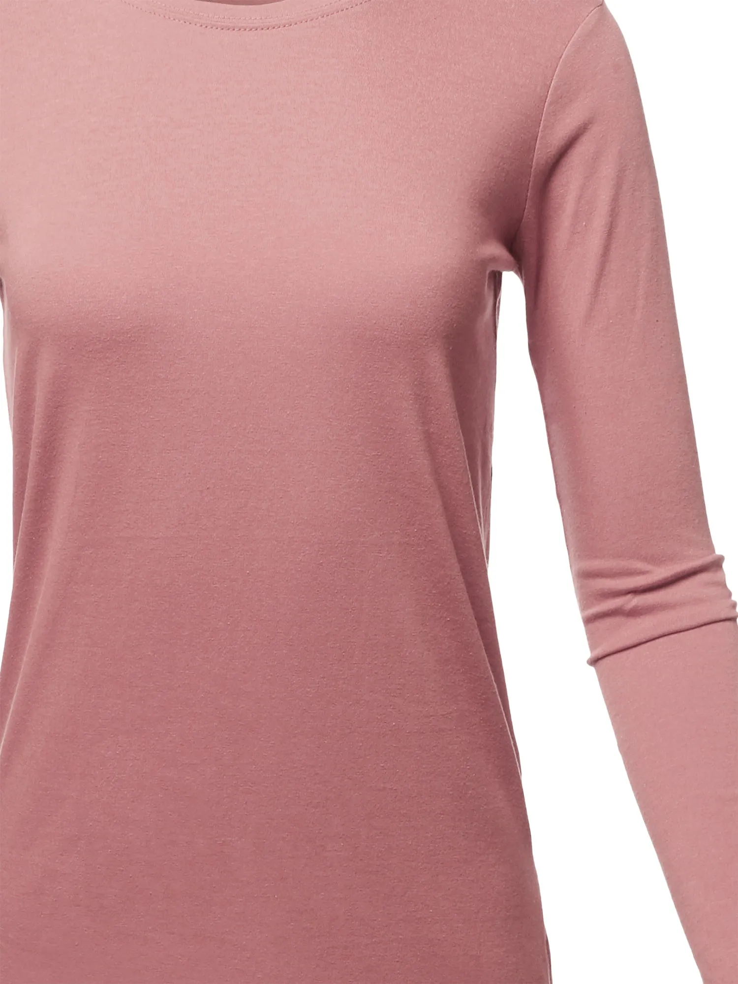 Basic Solid Soft Cotton Long Sleeve Crew Neck Top Shirts
