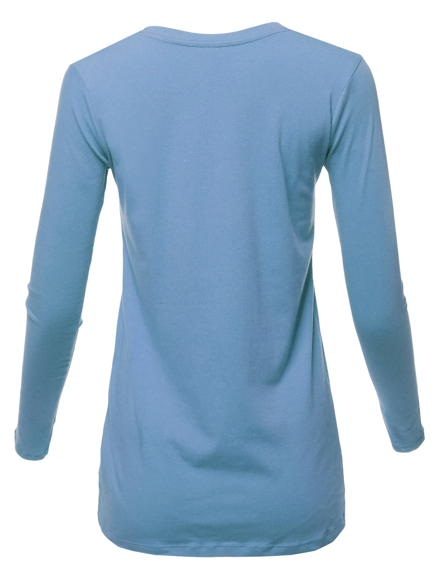 Basic Solid Soft Cotton Long Sleeve Crew Neck Top Shirts