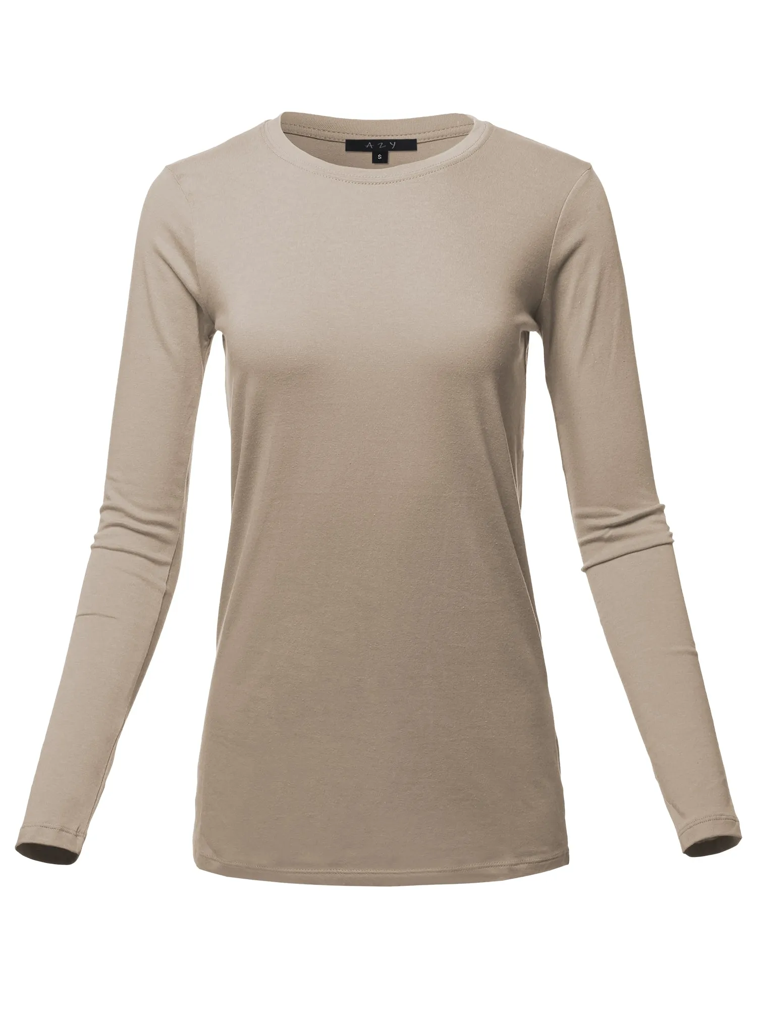 Basic Solid Soft Cotton Long Sleeve Crew Neck Top Shirts