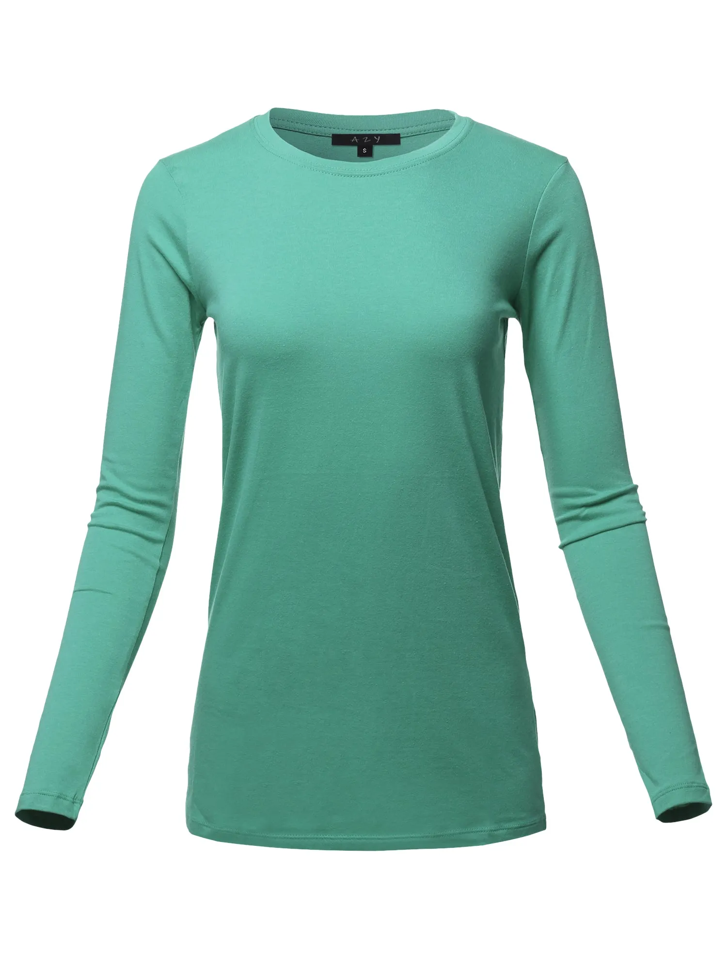 Basic Solid Soft Cotton Long Sleeve Crew Neck Top Shirts