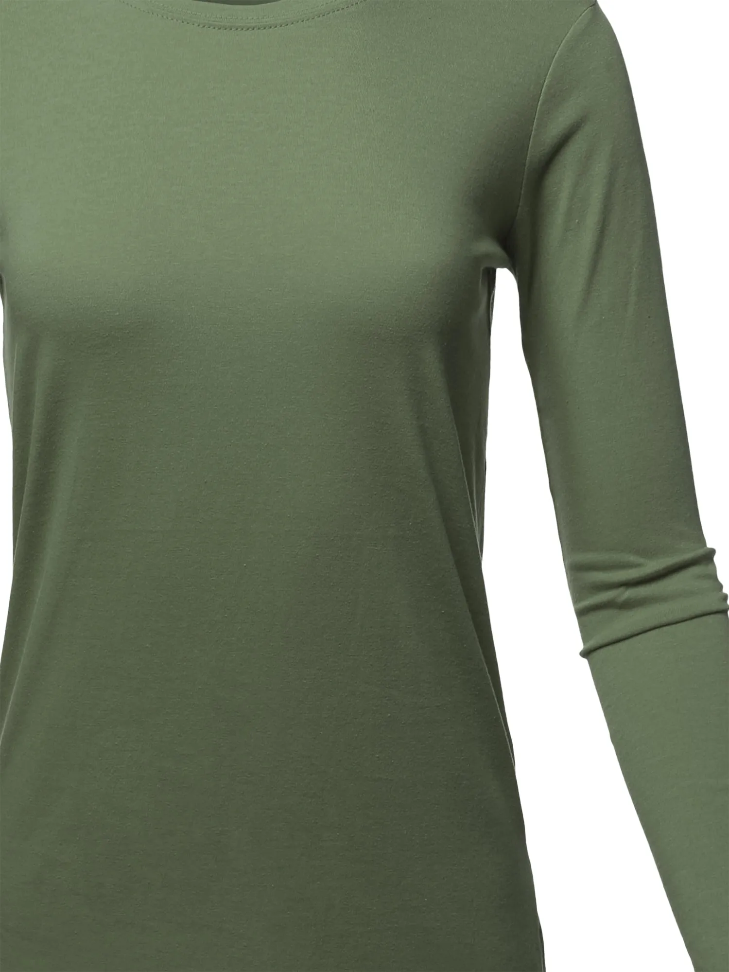 Basic Solid Soft Cotton Long Sleeve Crew Neck Top Shirts