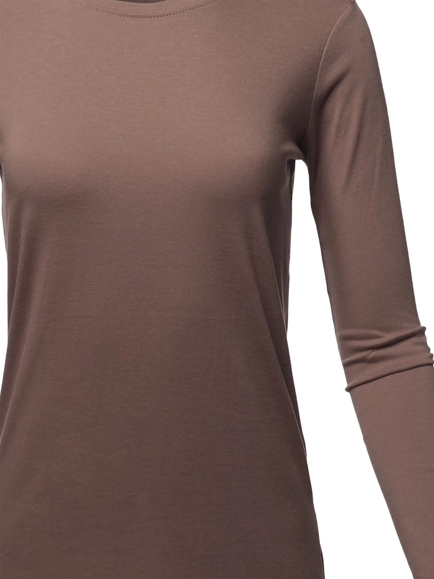 Basic Solid Soft Cotton Long Sleeve Crew Neck Top Shirts