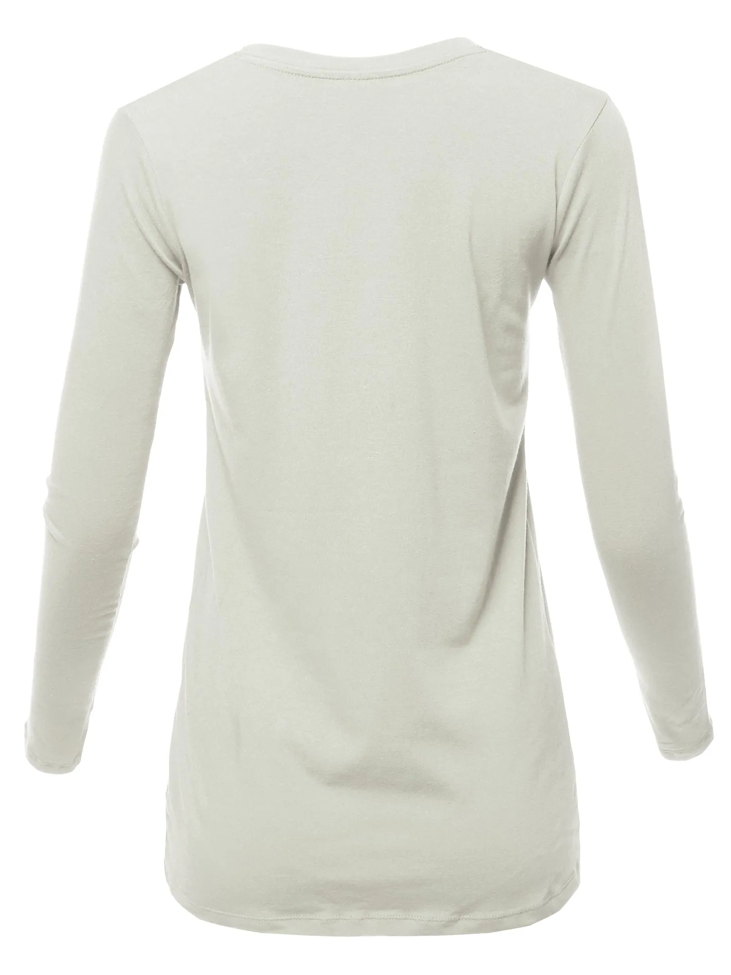 Basic Solid Soft Cotton Long Sleeve Crew Neck Top Shirts
