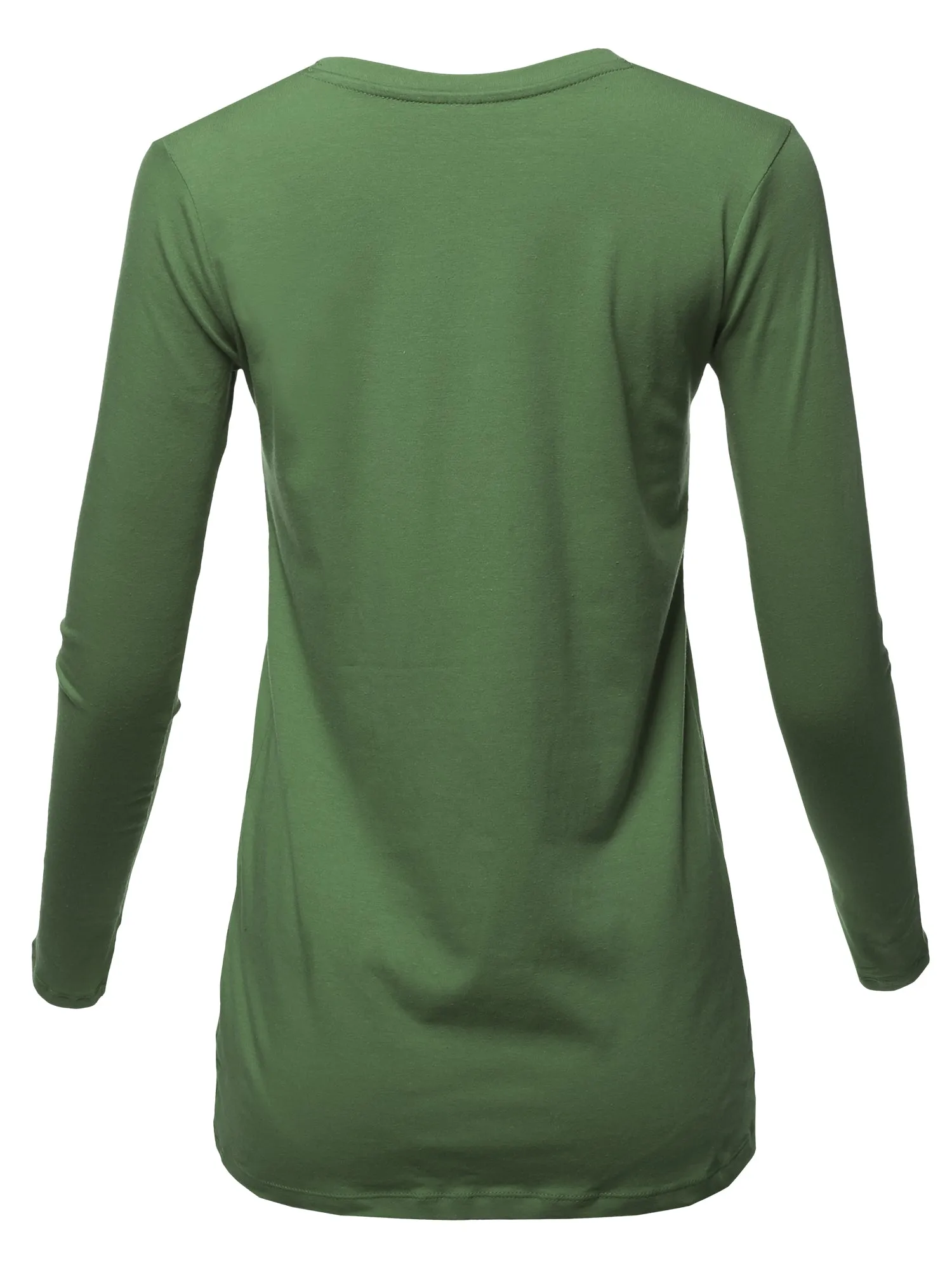 Basic Solid Soft Cotton Long Sleeve Crew Neck Top Shirts