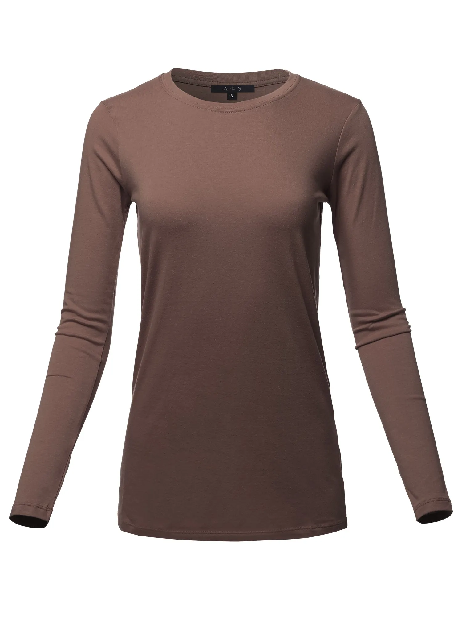Basic Solid Soft Cotton Long Sleeve Crew Neck Top Shirts