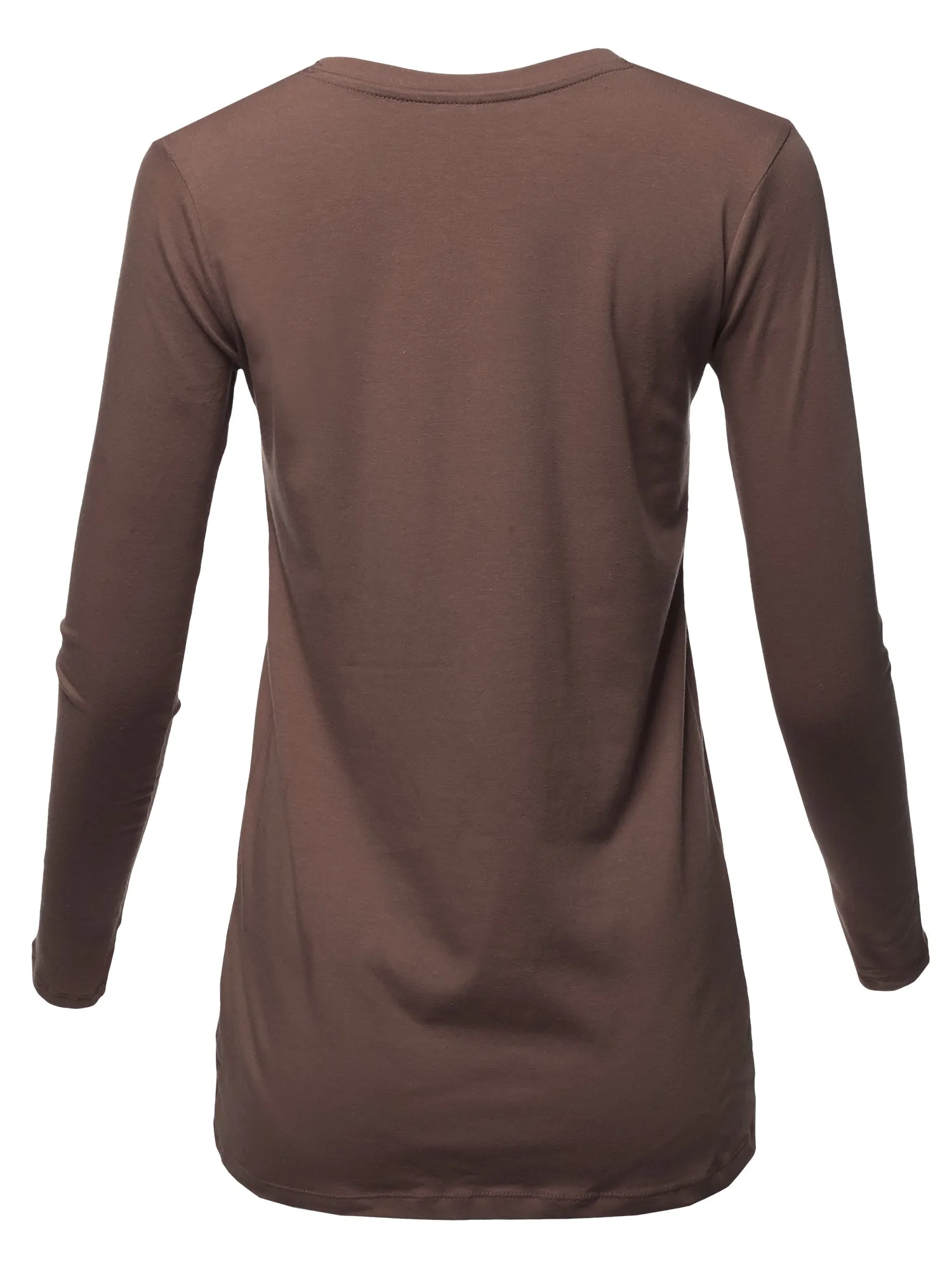 Basic Solid Soft Cotton Long Sleeve Crew Neck Top Shirts