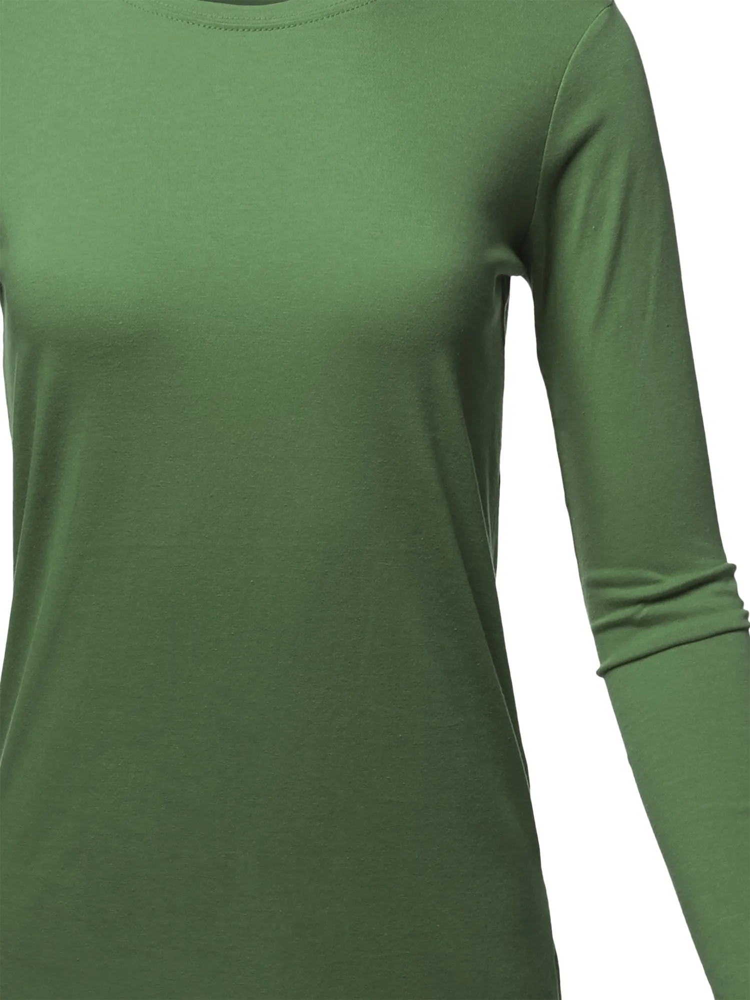Basic Solid Soft Cotton Long Sleeve Crew Neck Top Shirts
