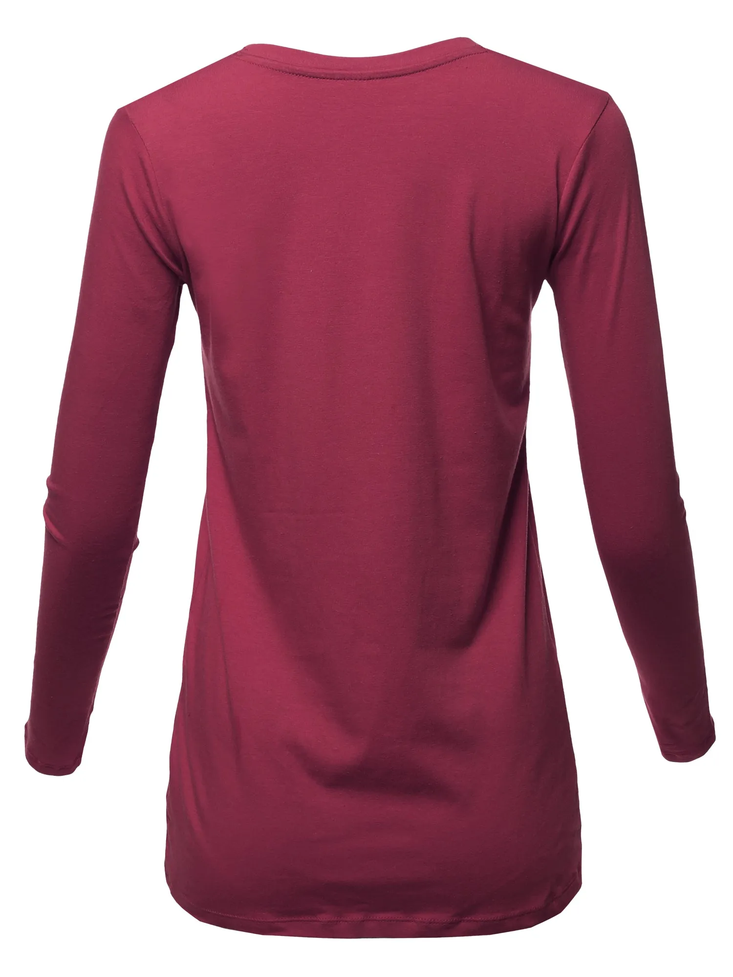 Basic Solid Soft Cotton Long Sleeve Crew Neck Top Shirts