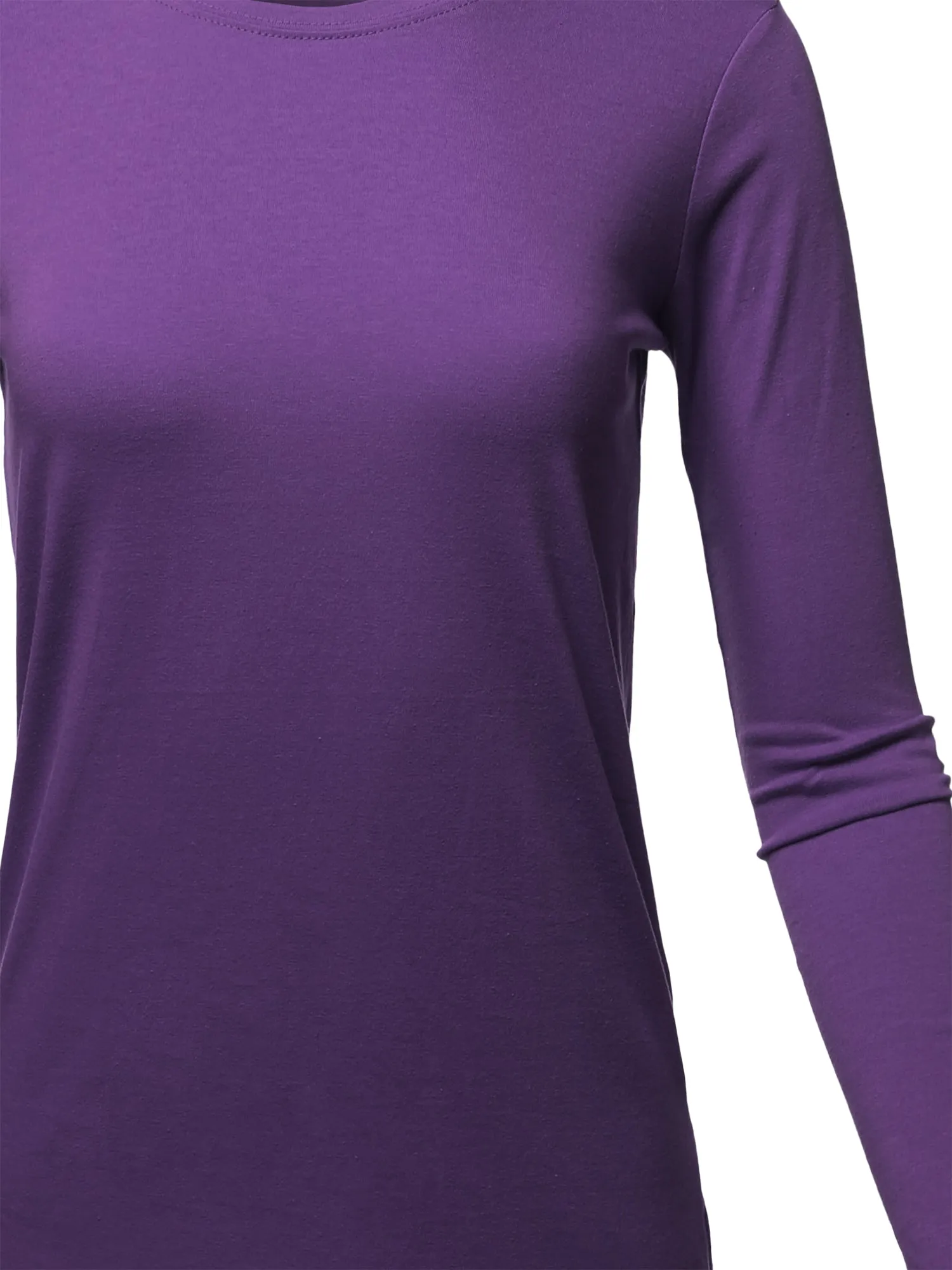 Basic Solid Soft Cotton Long Sleeve Crew Neck Top Shirts