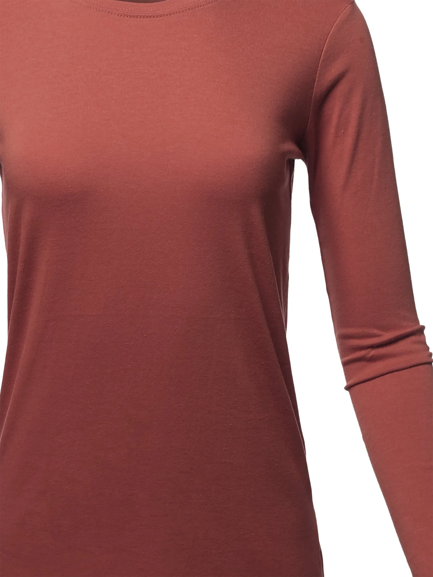 Basic Solid Soft Cotton Long Sleeve Crew Neck Top Shirts