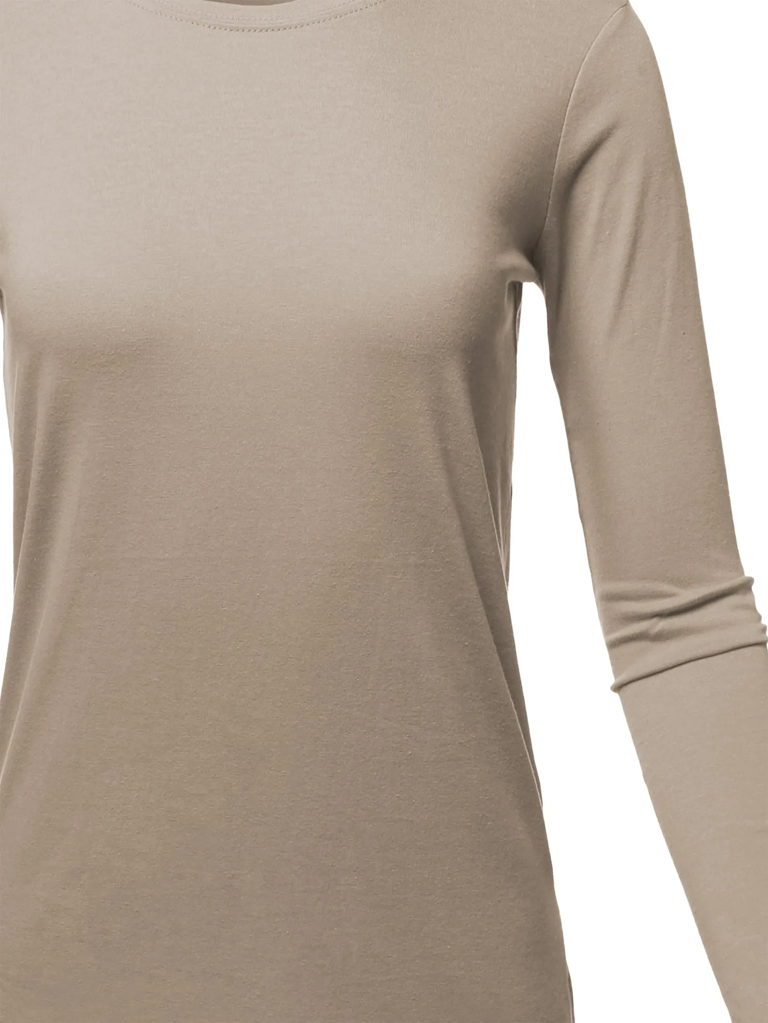 Basic Solid Soft Cotton Long Sleeve Crew Neck Top Shirts