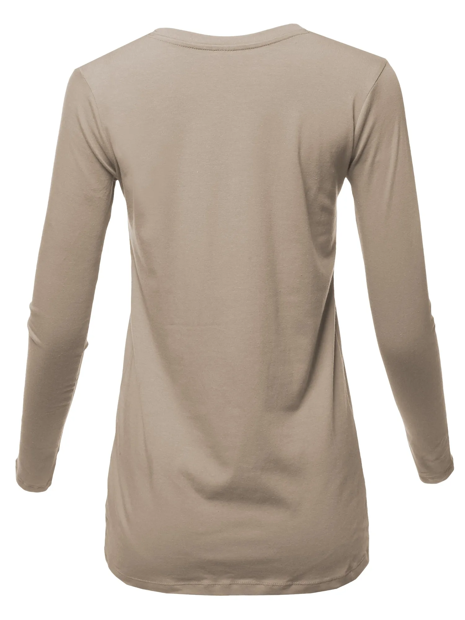 Basic Solid Soft Cotton Long Sleeve Crew Neck Top Shirts