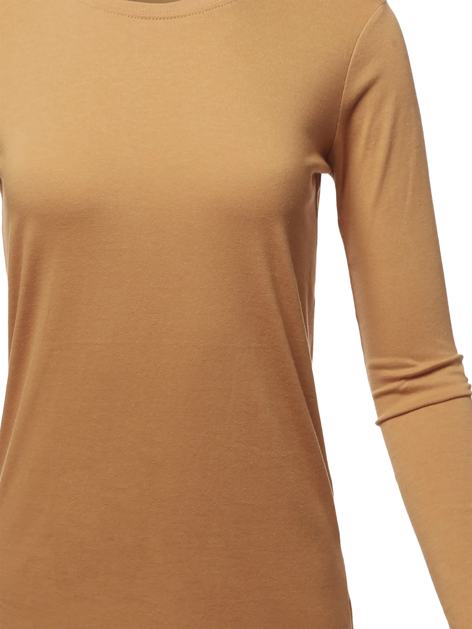 Basic Solid Soft Cotton Long Sleeve Crew Neck Top Shirts
