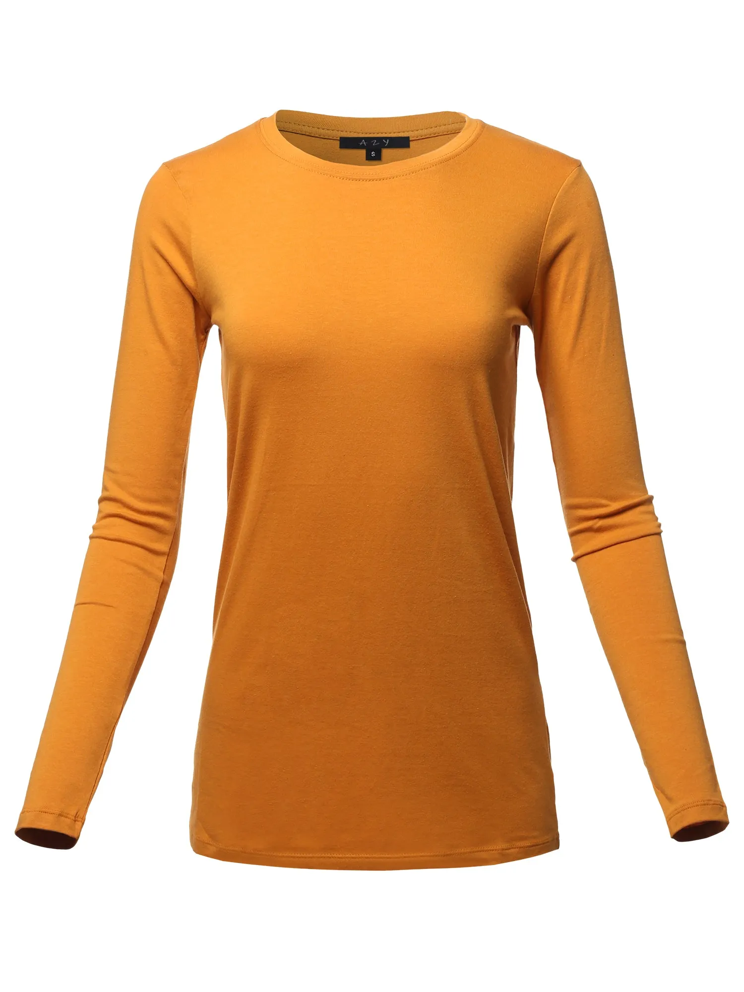 Basic Solid Soft Cotton Long Sleeve Crew Neck Top Shirts