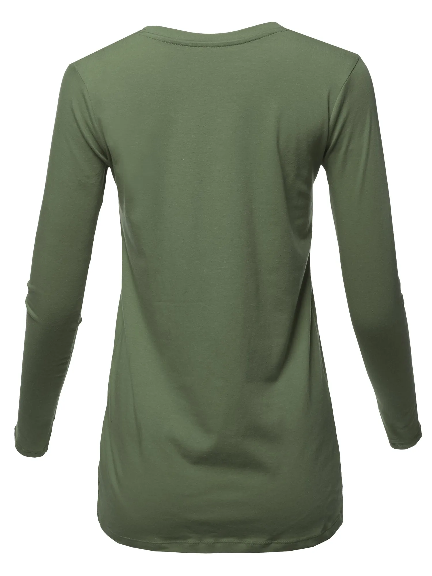 Basic Solid Soft Cotton Long Sleeve Crew Neck Top Shirts