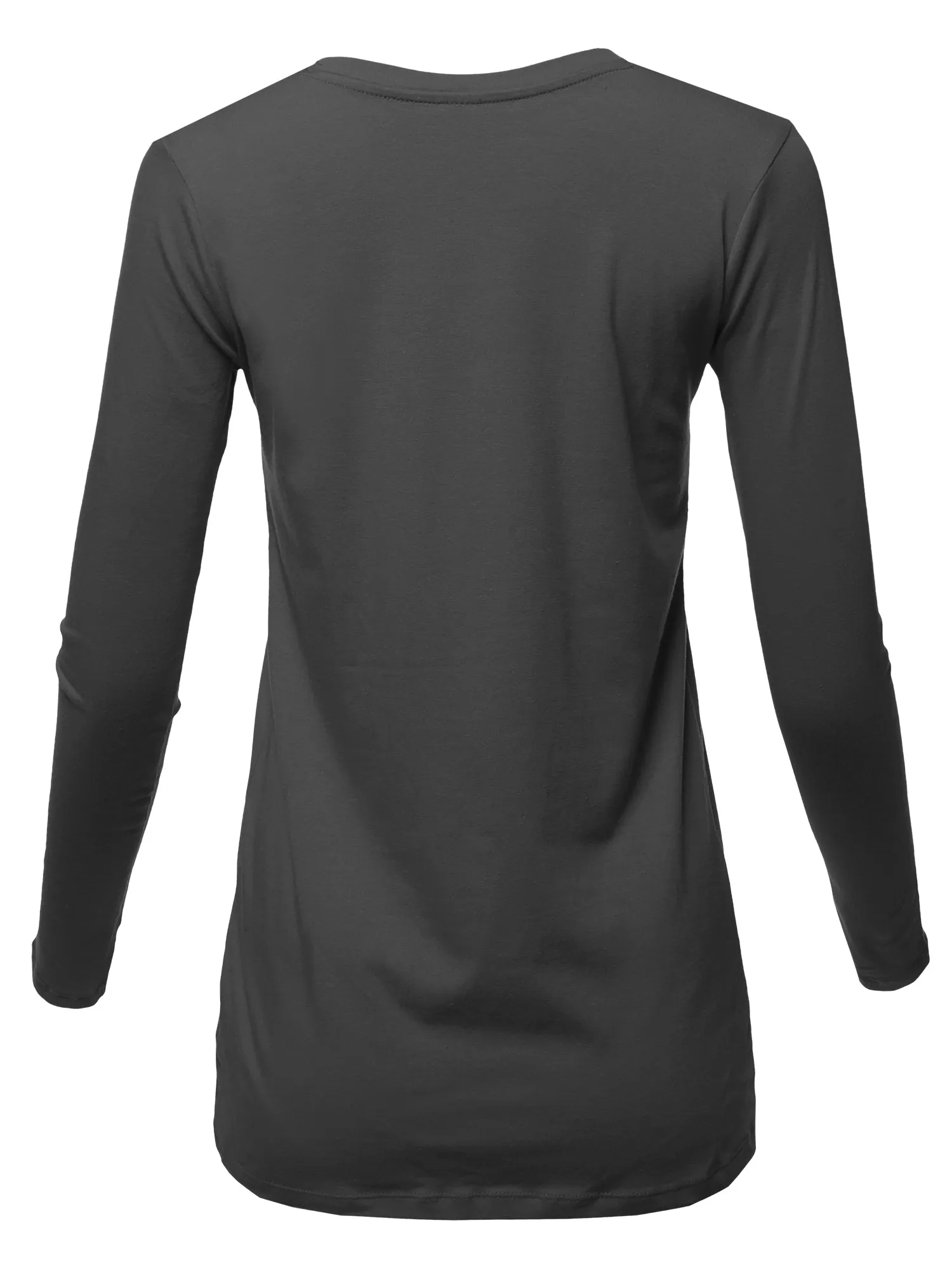 Basic Solid Soft Cotton Long Sleeve Crew Neck Top Shirts