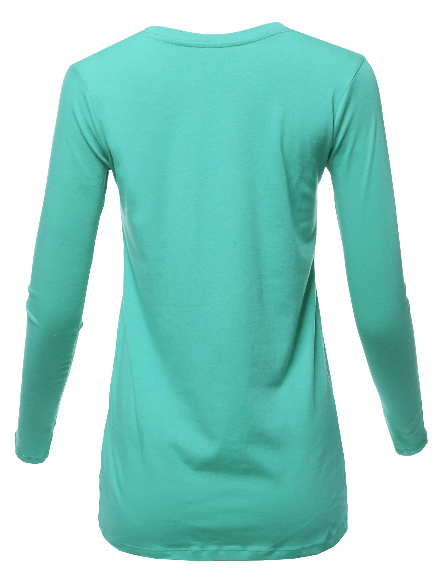 Basic Solid Soft Cotton Long Sleeve Crew Neck Top Shirts