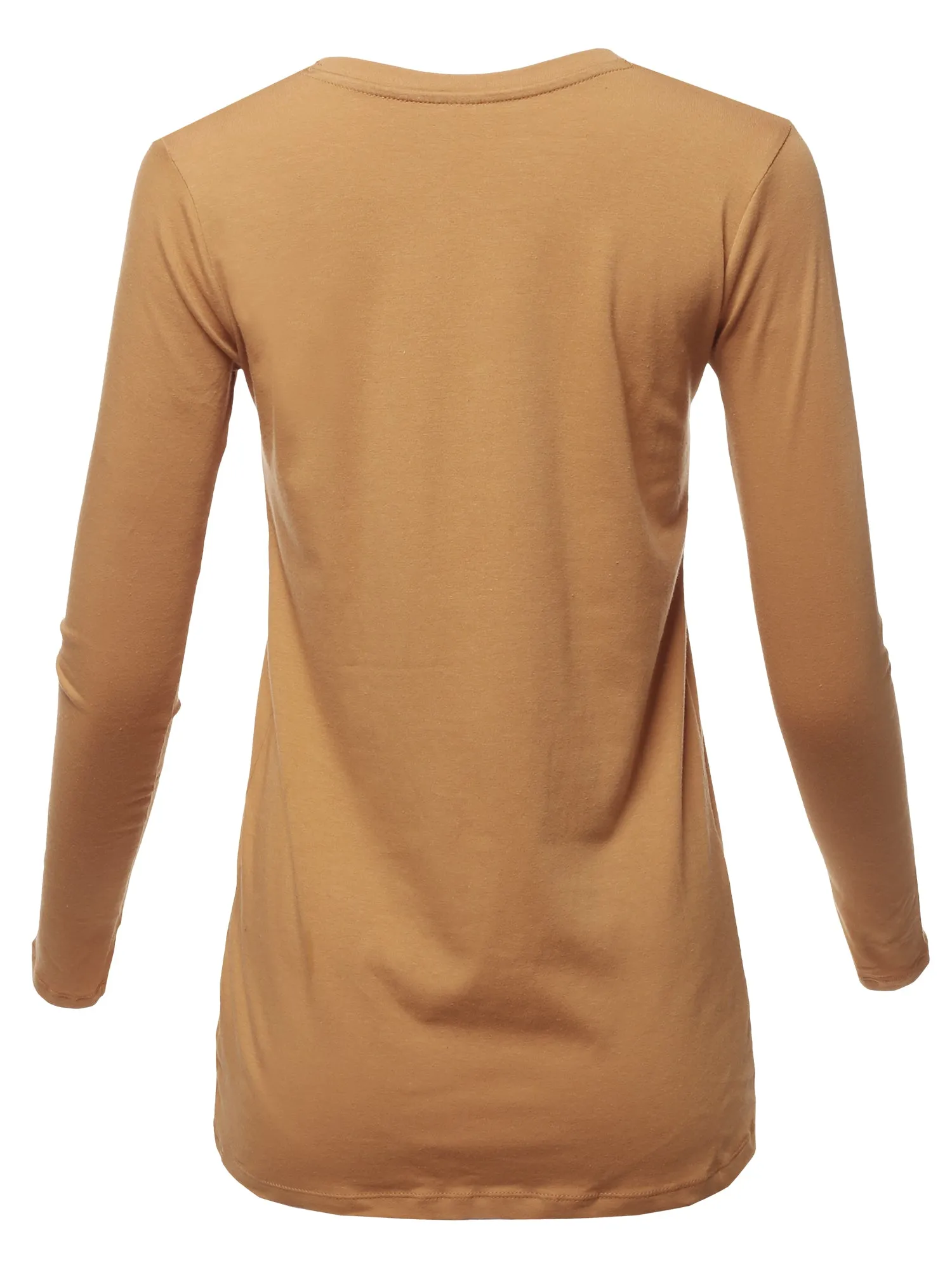 Basic Solid Soft Cotton Long Sleeve Crew Neck Top Shirts