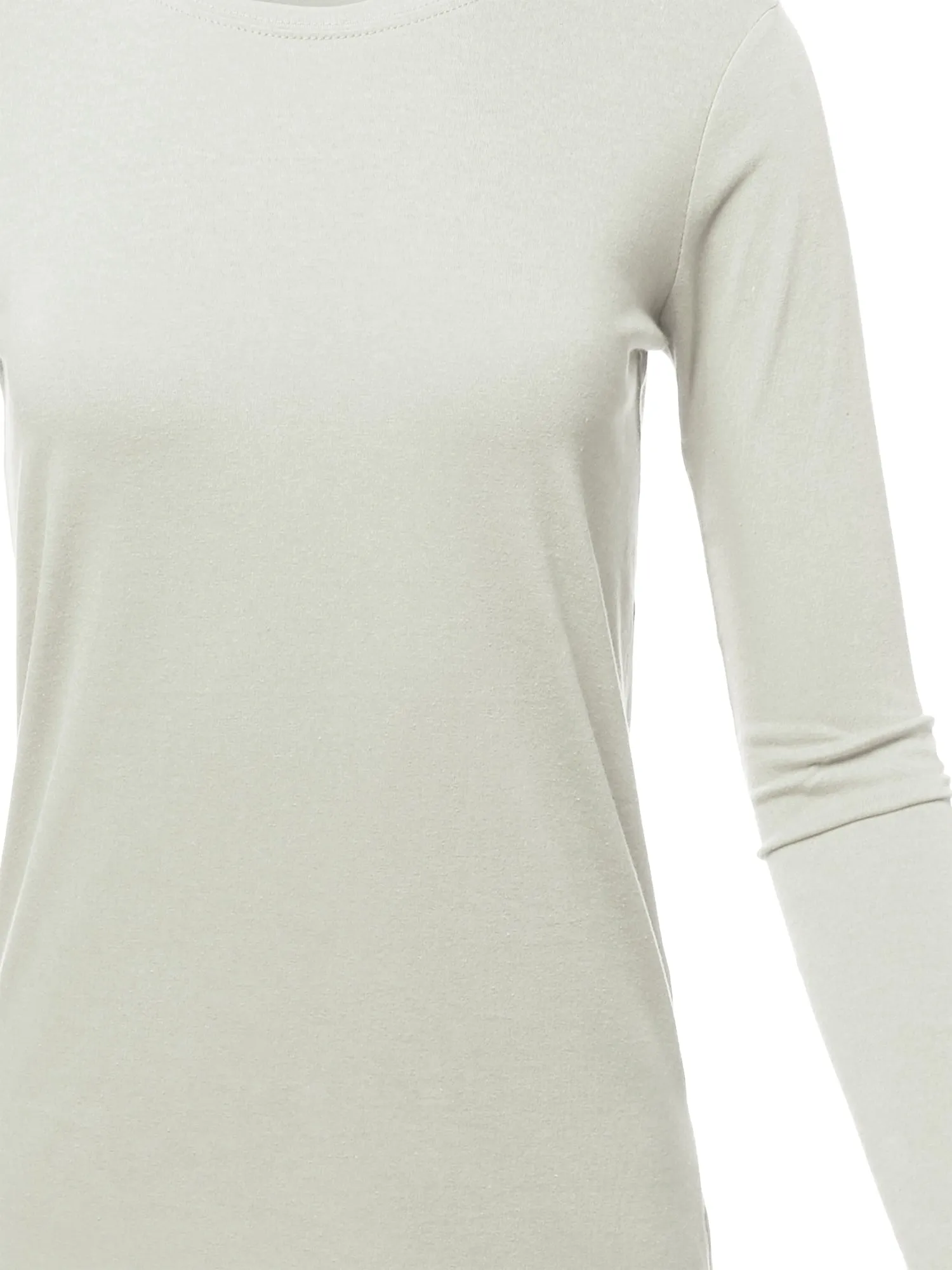 Basic Solid Soft Cotton Long Sleeve Crew Neck Top Shirts