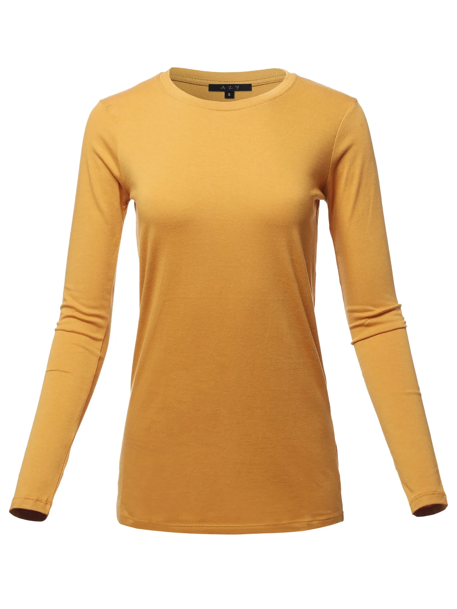 Basic Solid Soft Cotton Long Sleeve Crew Neck Top Shirts
