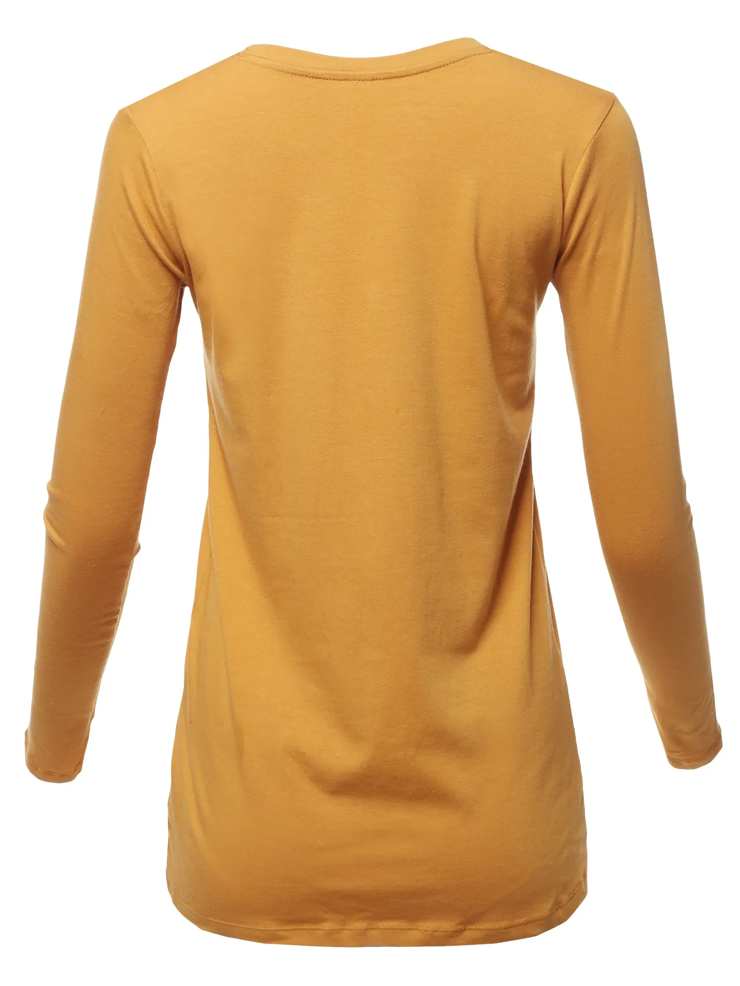 Basic Solid Soft Cotton Long Sleeve Crew Neck Top Shirts