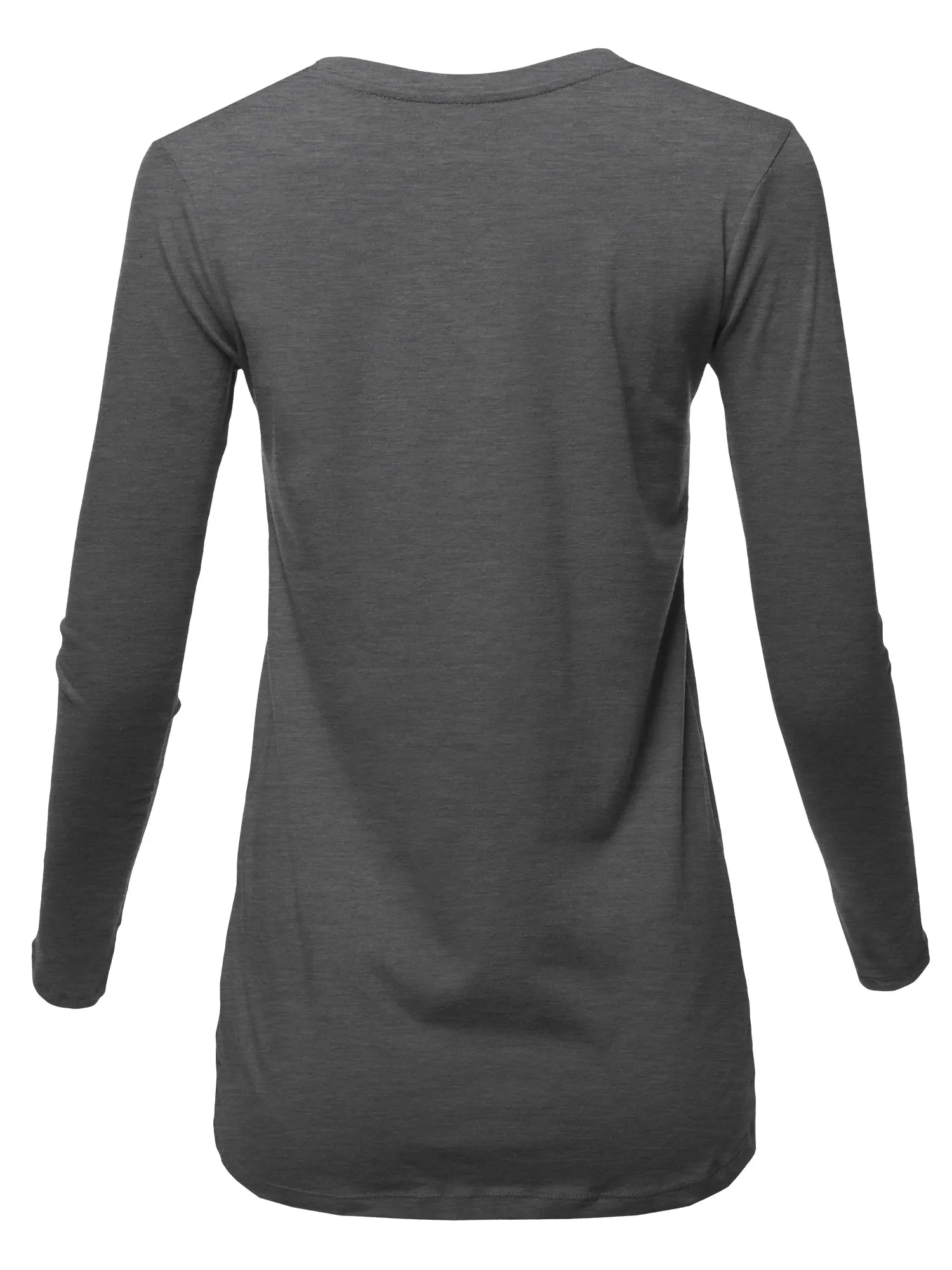 Basic Solid Soft Cotton Long Sleeve Crew Neck Top Shirts