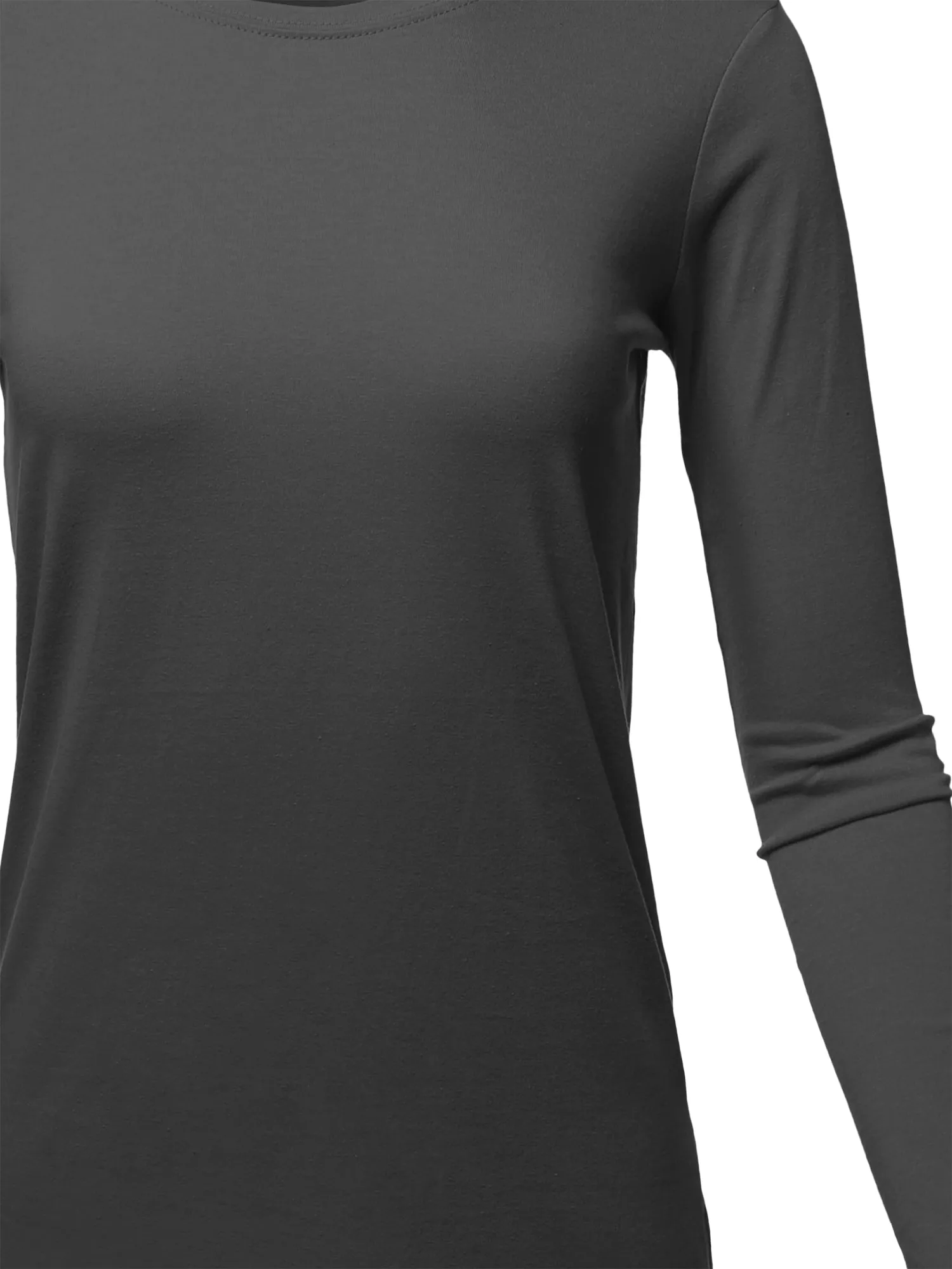 Basic Solid Soft Cotton Long Sleeve Crew Neck Top Shirts