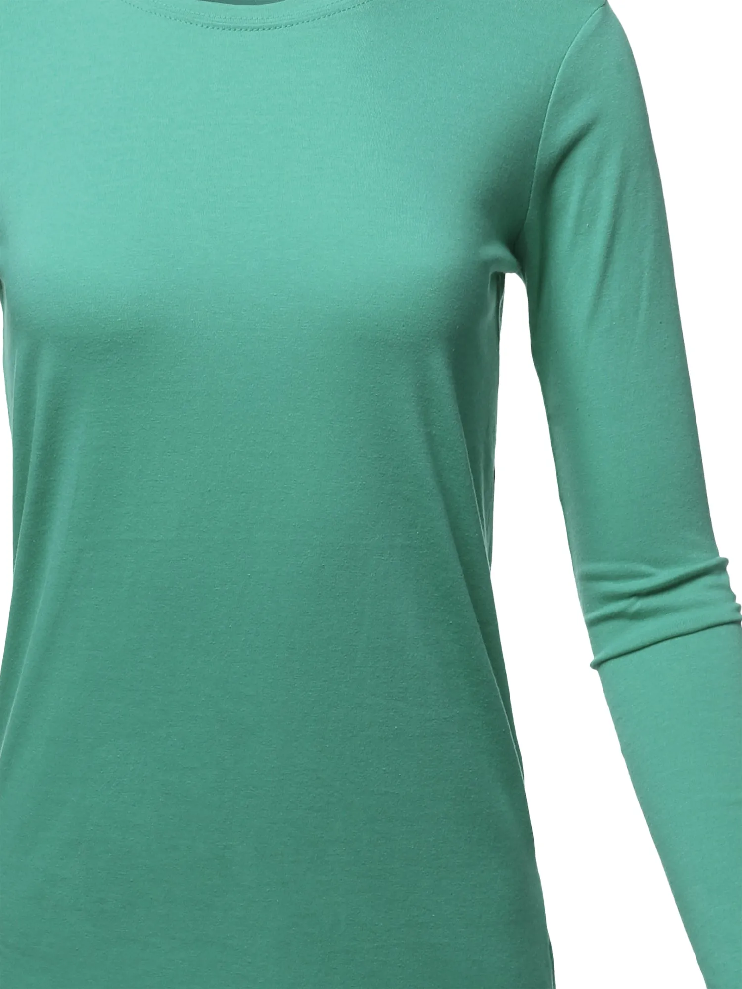 Basic Solid Soft Cotton Long Sleeve Crew Neck Top Shirts
