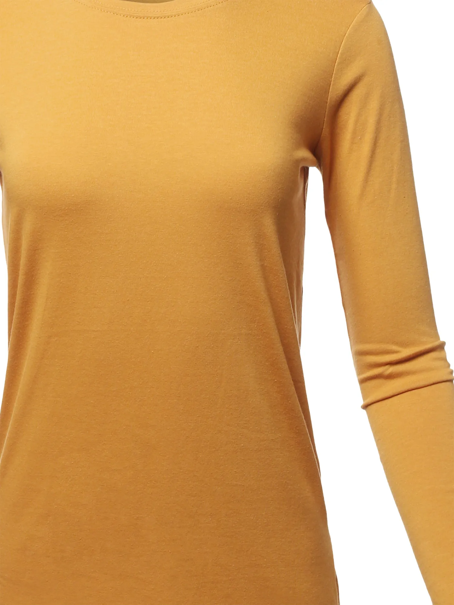 Basic Solid Soft Cotton Long Sleeve Crew Neck Top Shirts