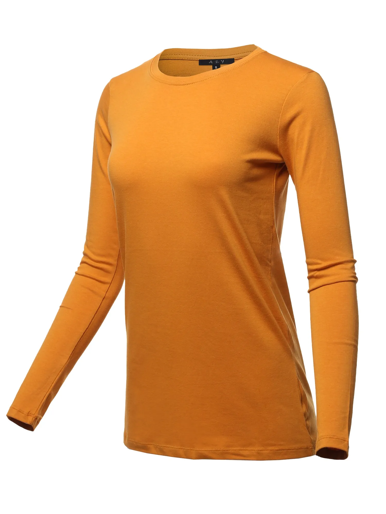 Basic Solid Soft Cotton Long Sleeve Crew Neck Top Shirts