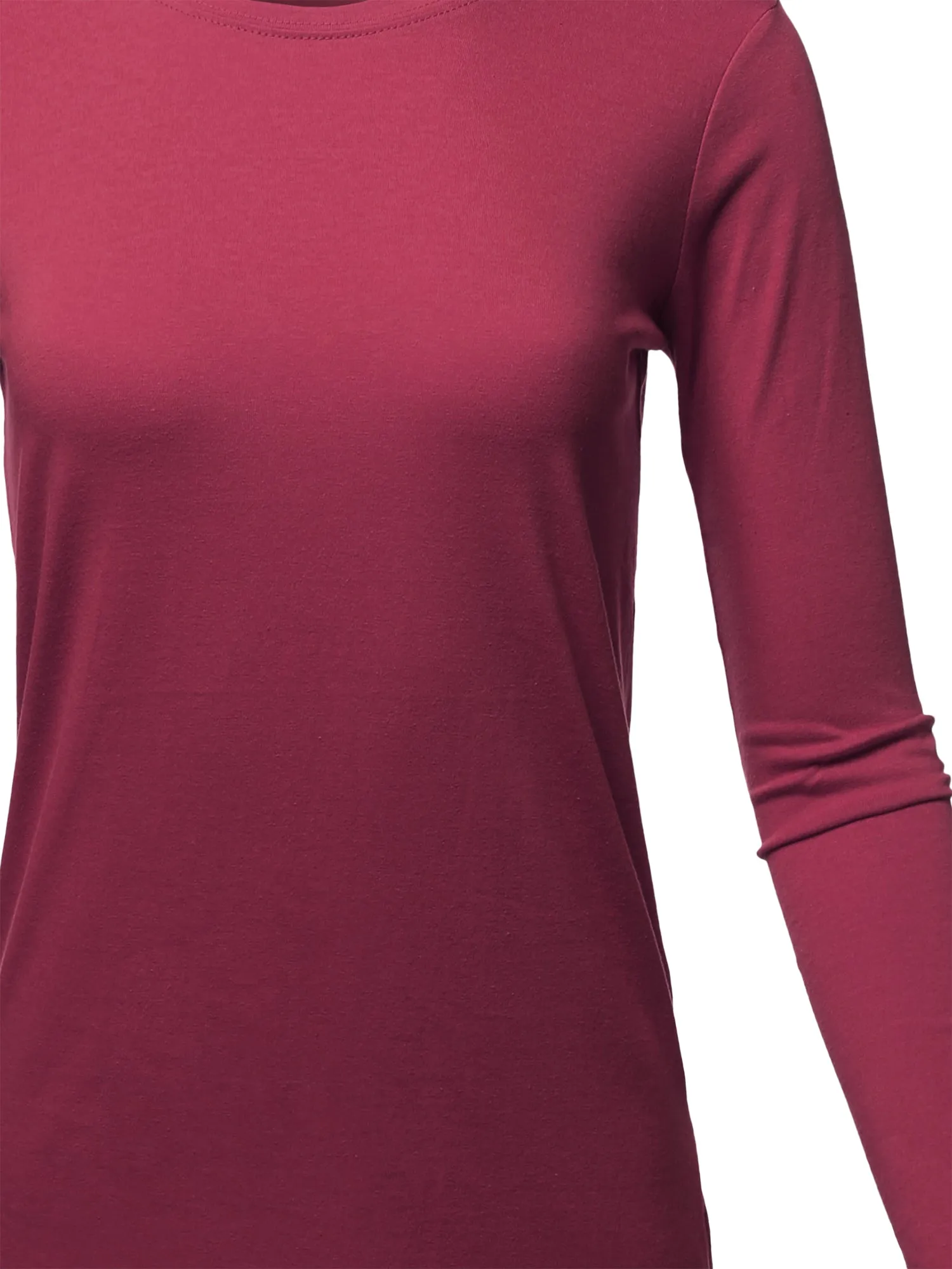 Basic Solid Soft Cotton Long Sleeve Crew Neck Top Shirts