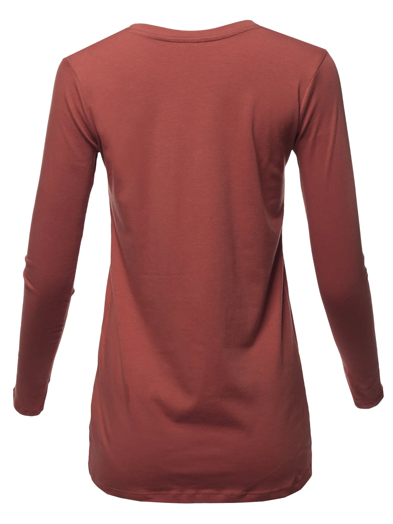 Basic Solid Soft Cotton Long Sleeve Crew Neck Top Shirts