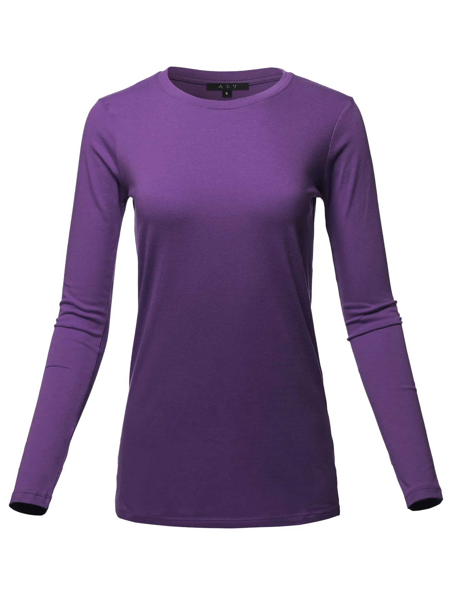Basic Solid Soft Cotton Long Sleeve Crew Neck Top Shirts