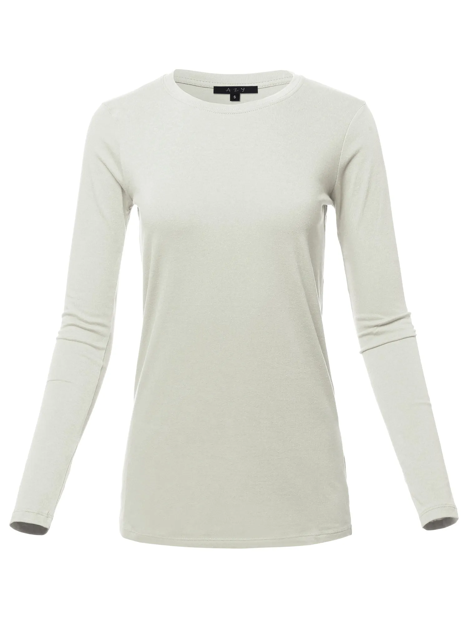 Basic Solid Soft Cotton Long Sleeve Crew Neck Top Shirts