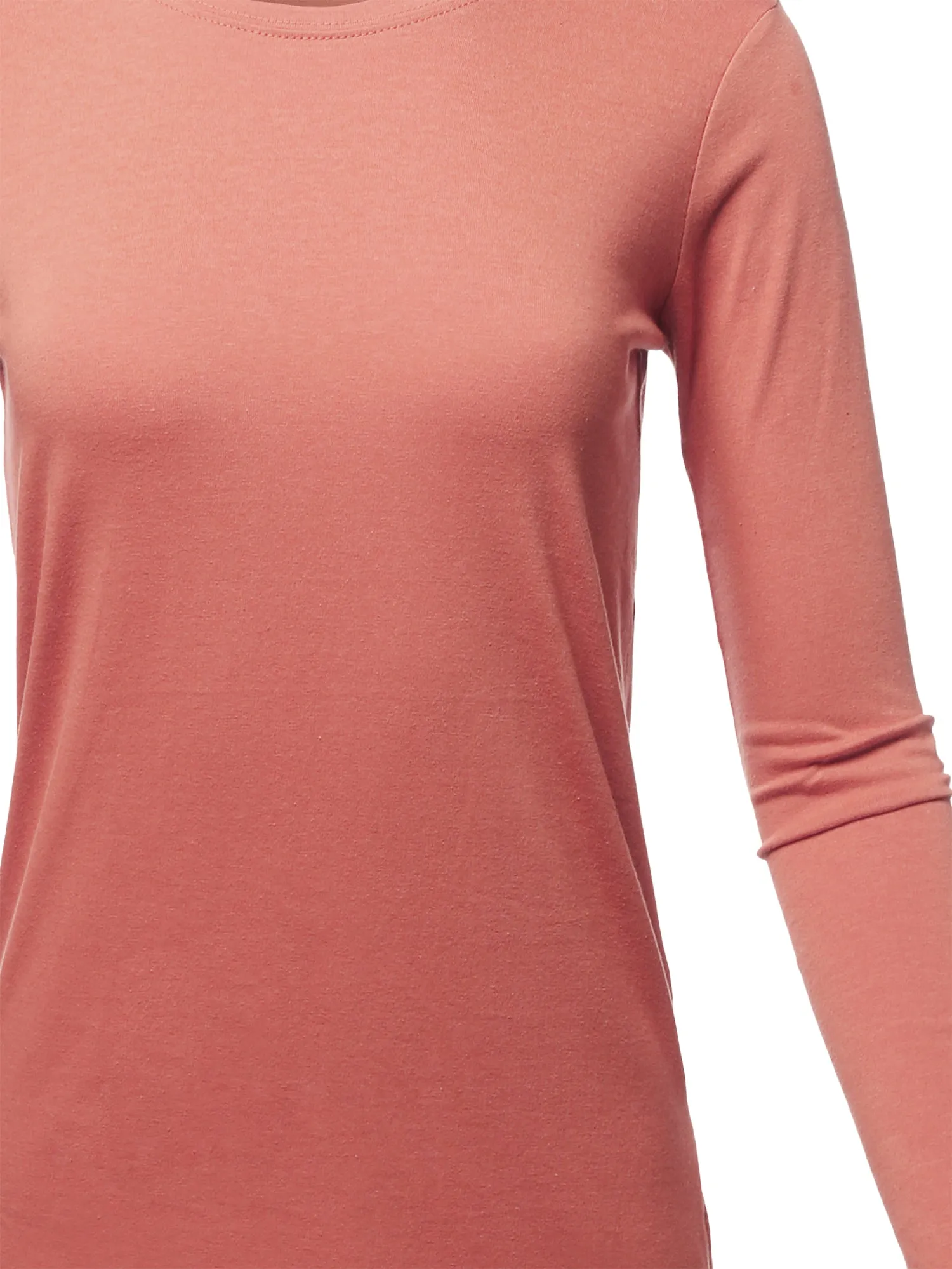 Basic Solid Soft Cotton Long Sleeve Crew Neck Top Shirts