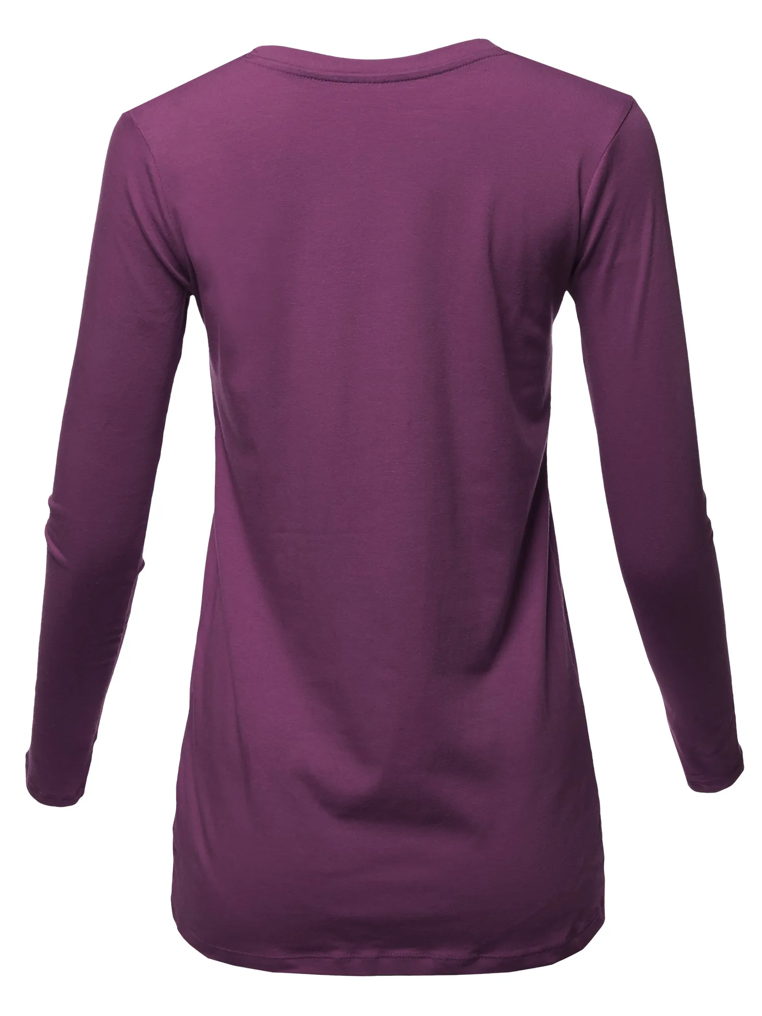 Basic Solid Soft Cotton Long Sleeve Crew Neck Top Shirts