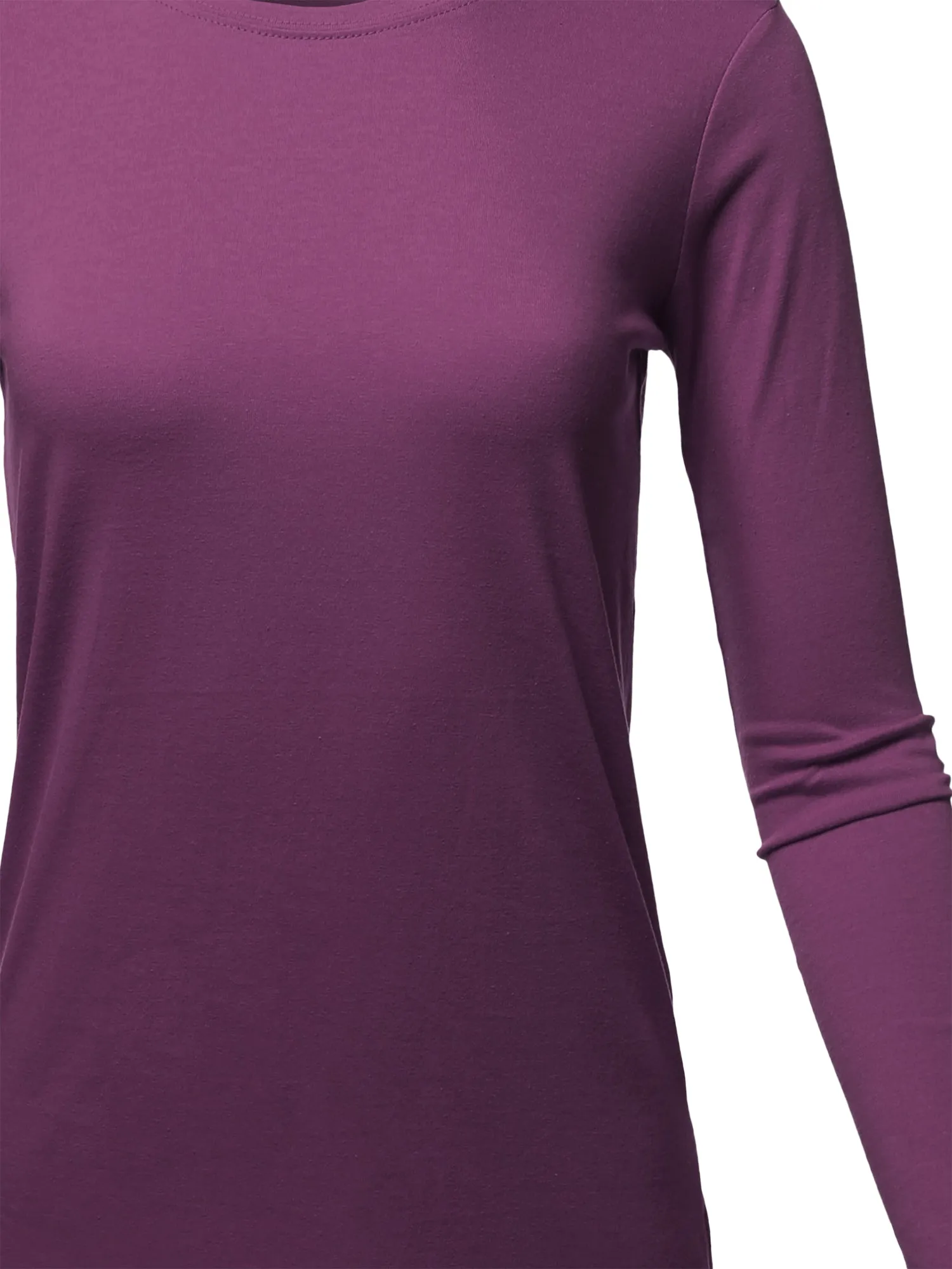 Basic Solid Soft Cotton Long Sleeve Crew Neck Top Shirts