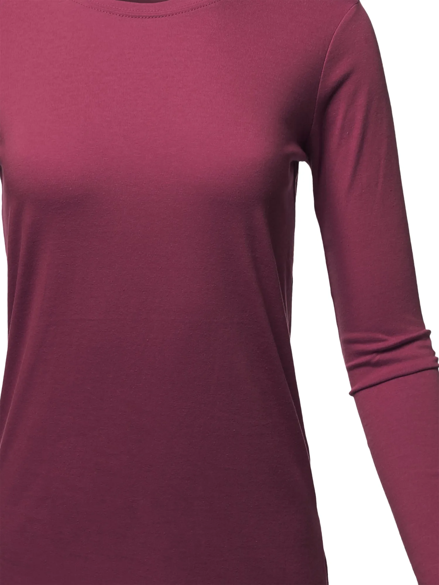 Basic Solid Soft Cotton Long Sleeve Crew Neck Top Shirts