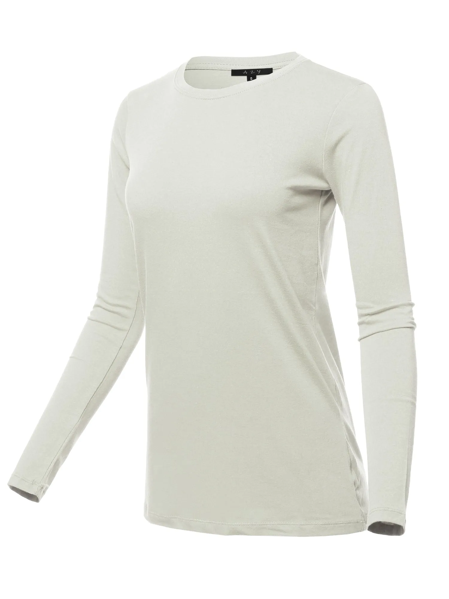 Basic Solid Soft Cotton Long Sleeve Crew Neck Top Shirts