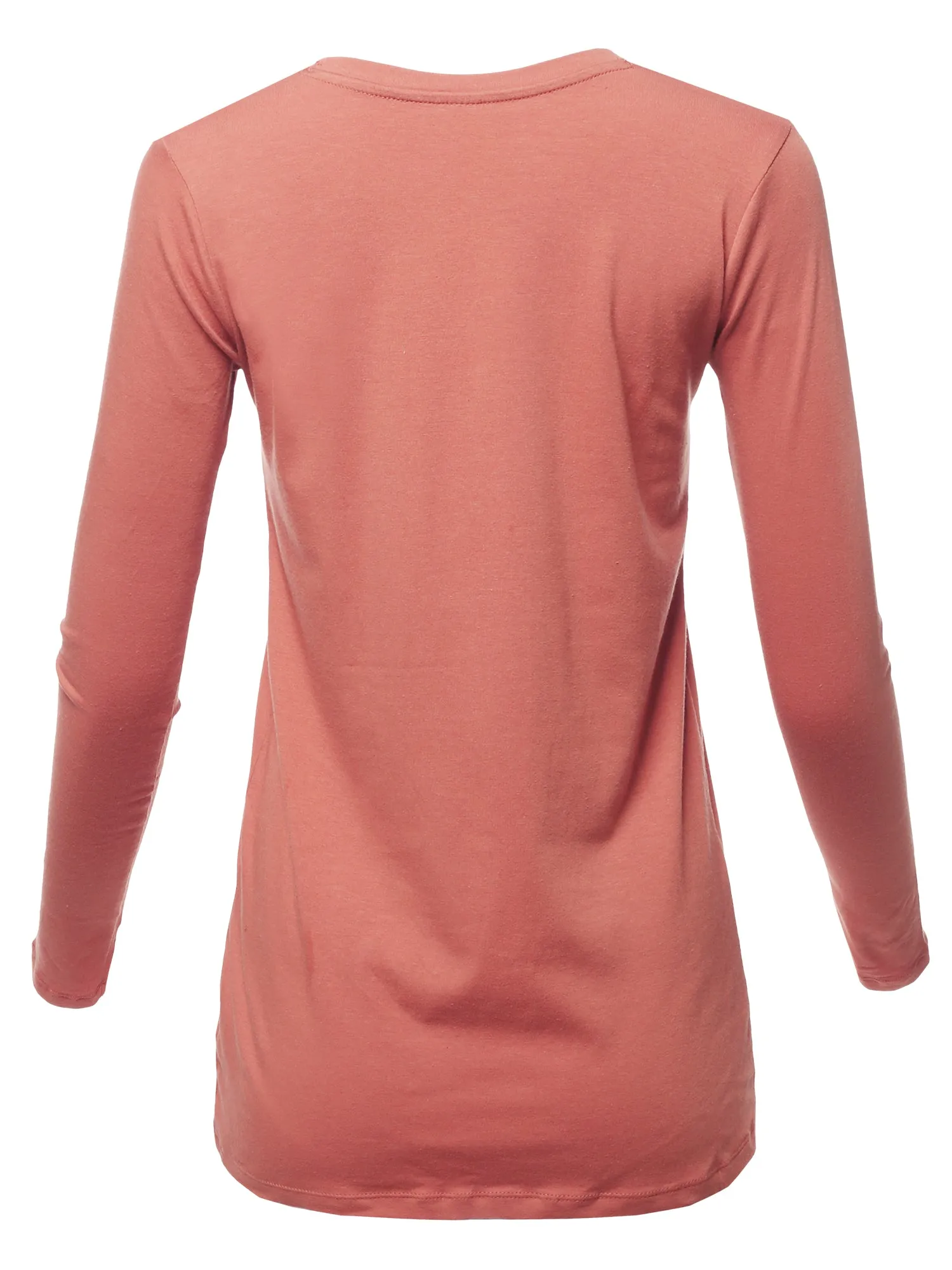 Basic Solid Soft Cotton Long Sleeve Crew Neck Top Shirts