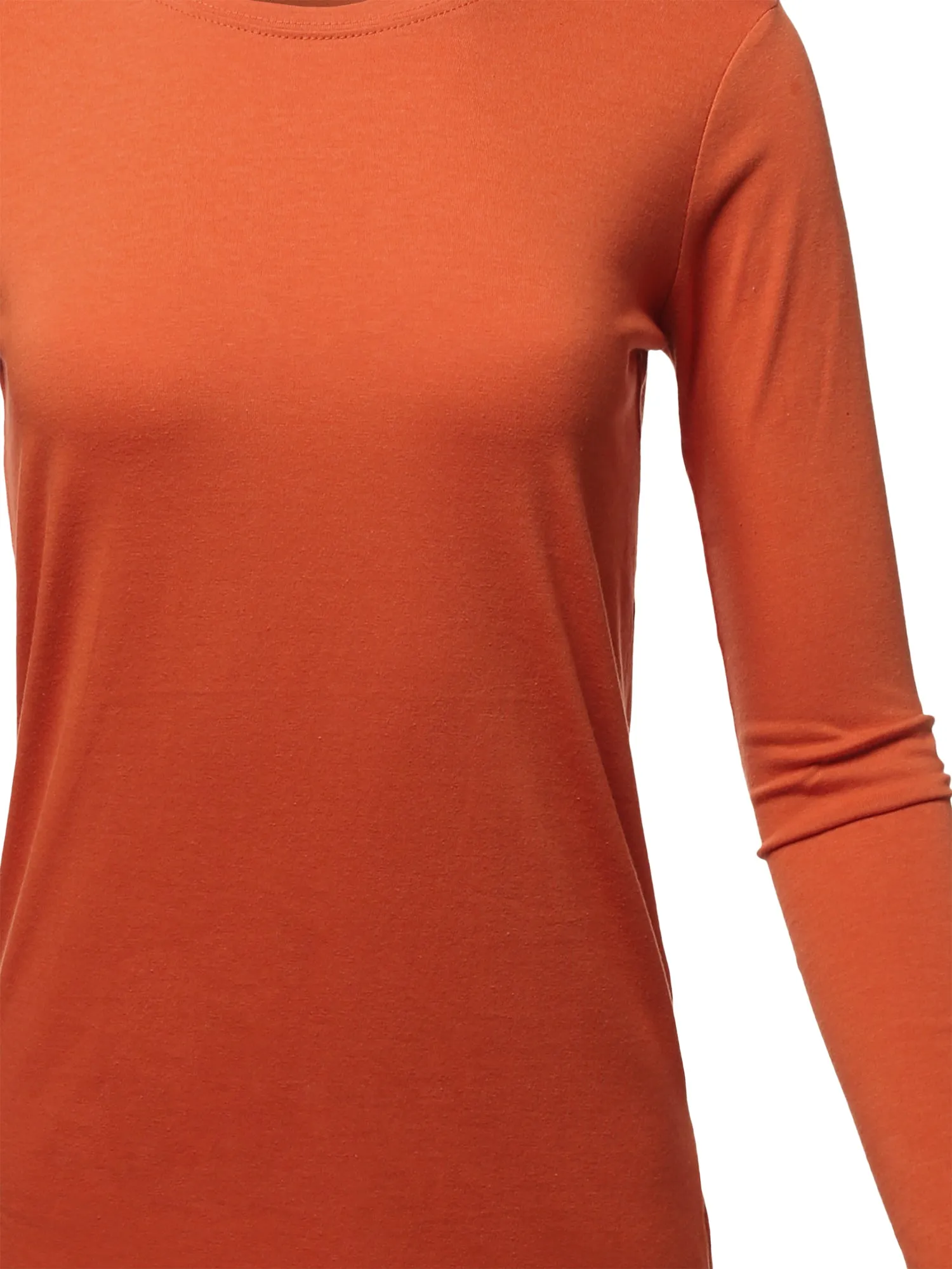 Basic Solid Soft Cotton Long Sleeve Crew Neck Top Shirts