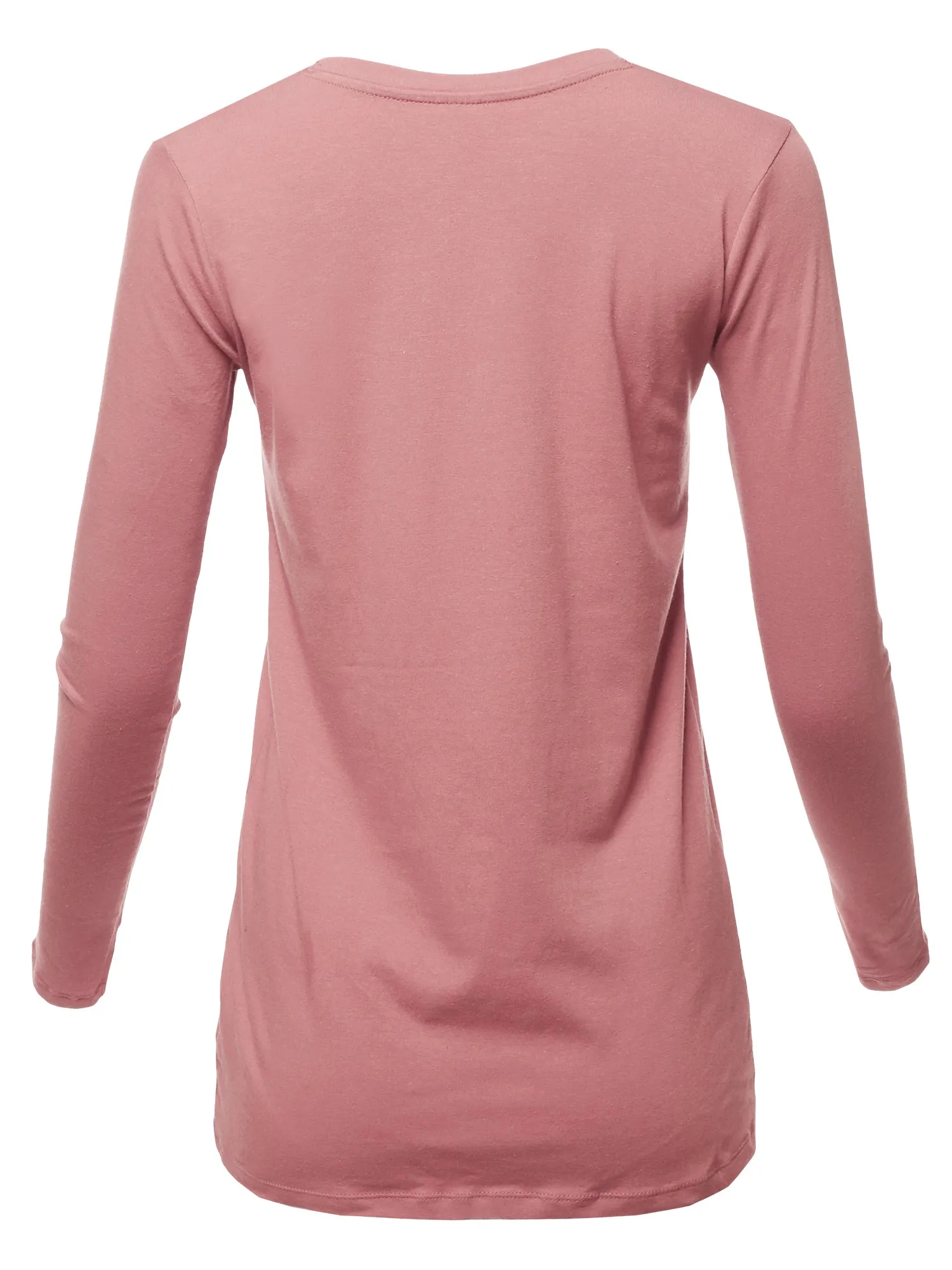 Basic Solid Soft Cotton Long Sleeve Crew Neck Top Shirts